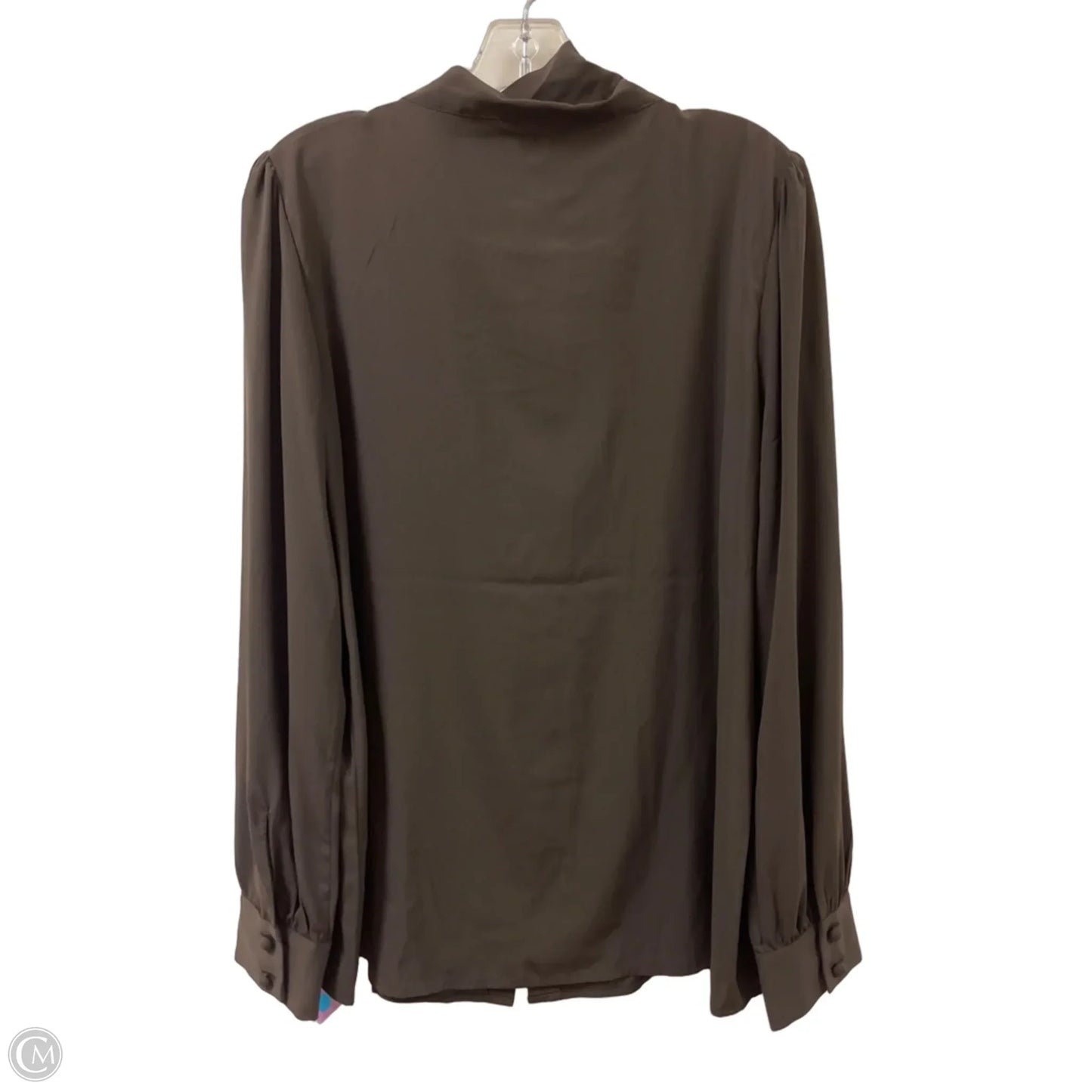 Blouse Long Sleeve By Calvin Klein In Brown, Size: L