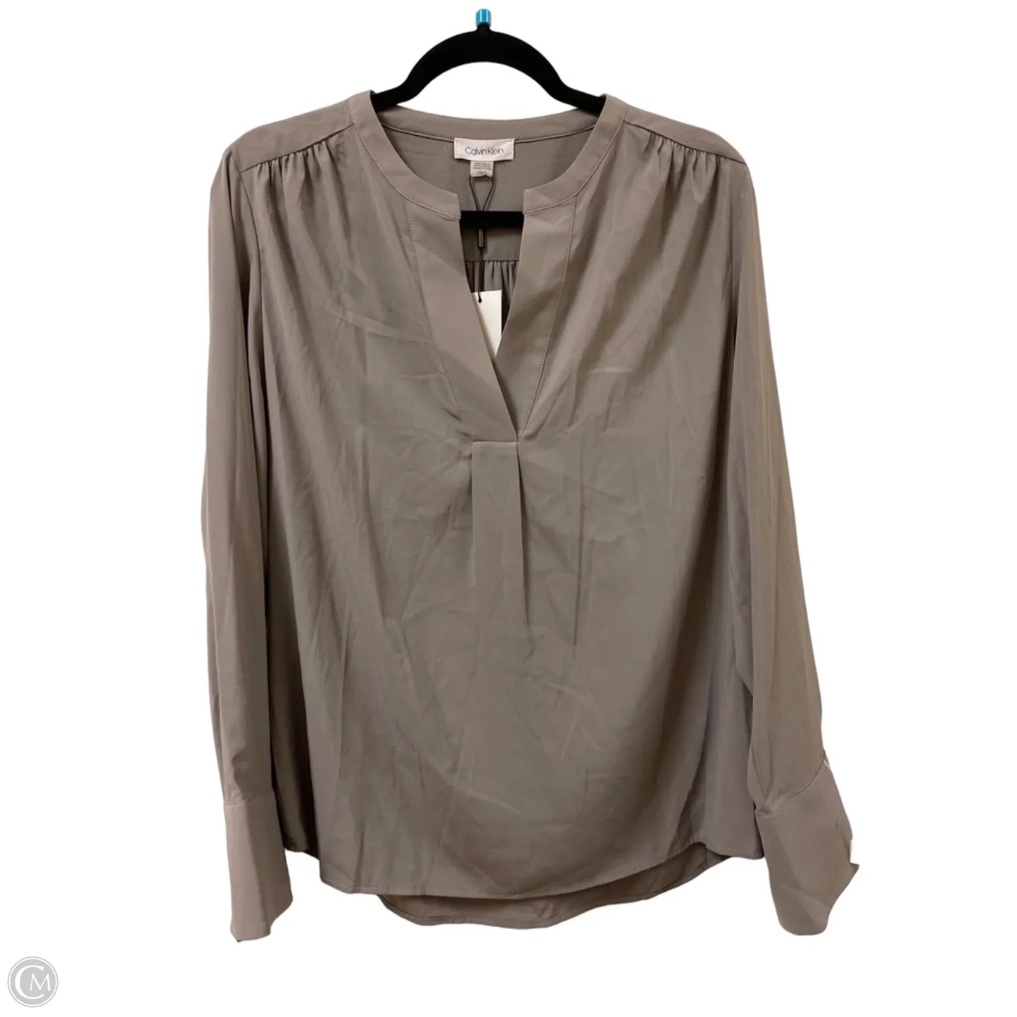 Top Long Sleeve By Calvin Klein In Grey, Size: L