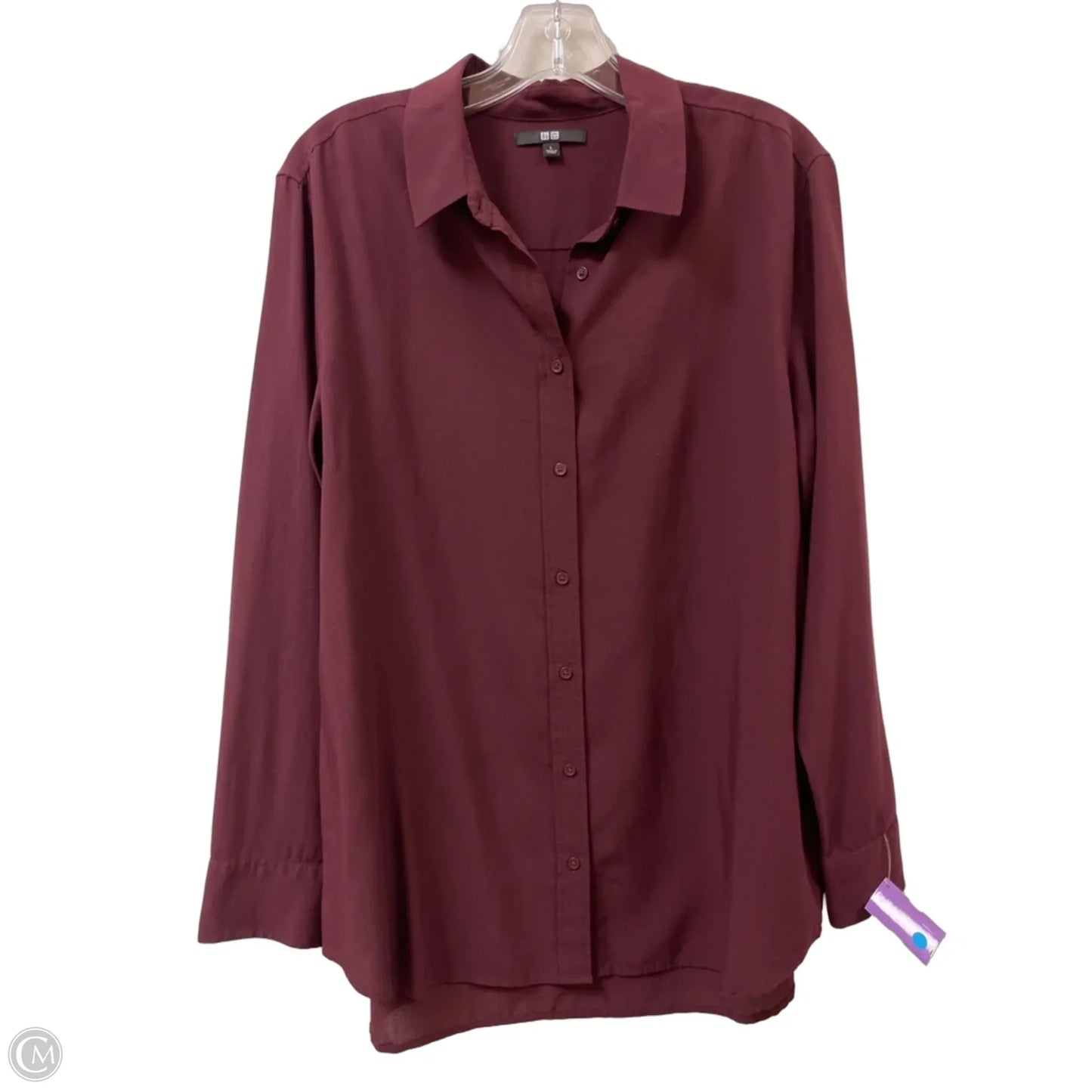 Blouse Long Sleeve By Uniqlo In Red, Size: L