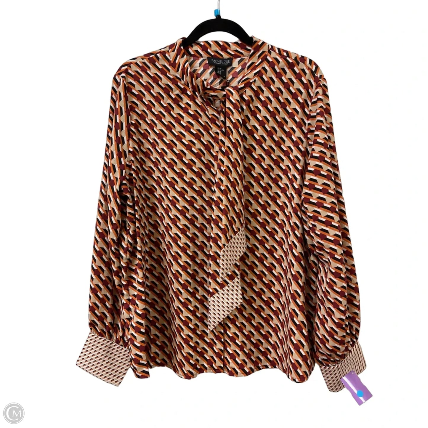 Blouse Long Sleeve By Rachel Zoe In Orange & Red, Size: Xl