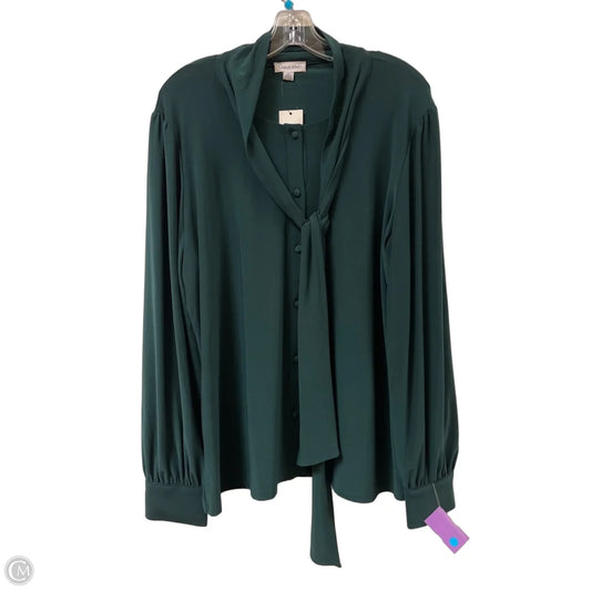 Blouse Long Sleeve By Calvin Klein In Green, Size: Xl
