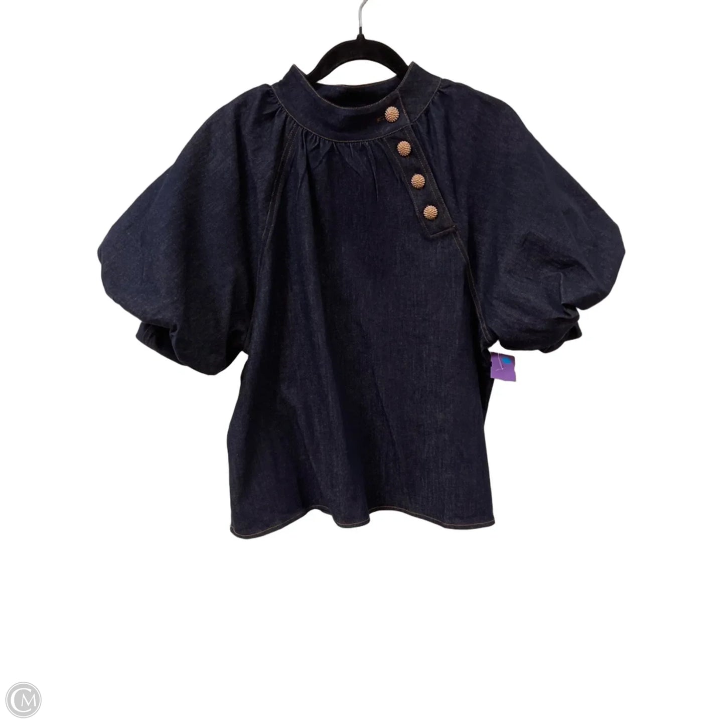 Top Short Sleeve By Thml In Blue Denim, Size: S
