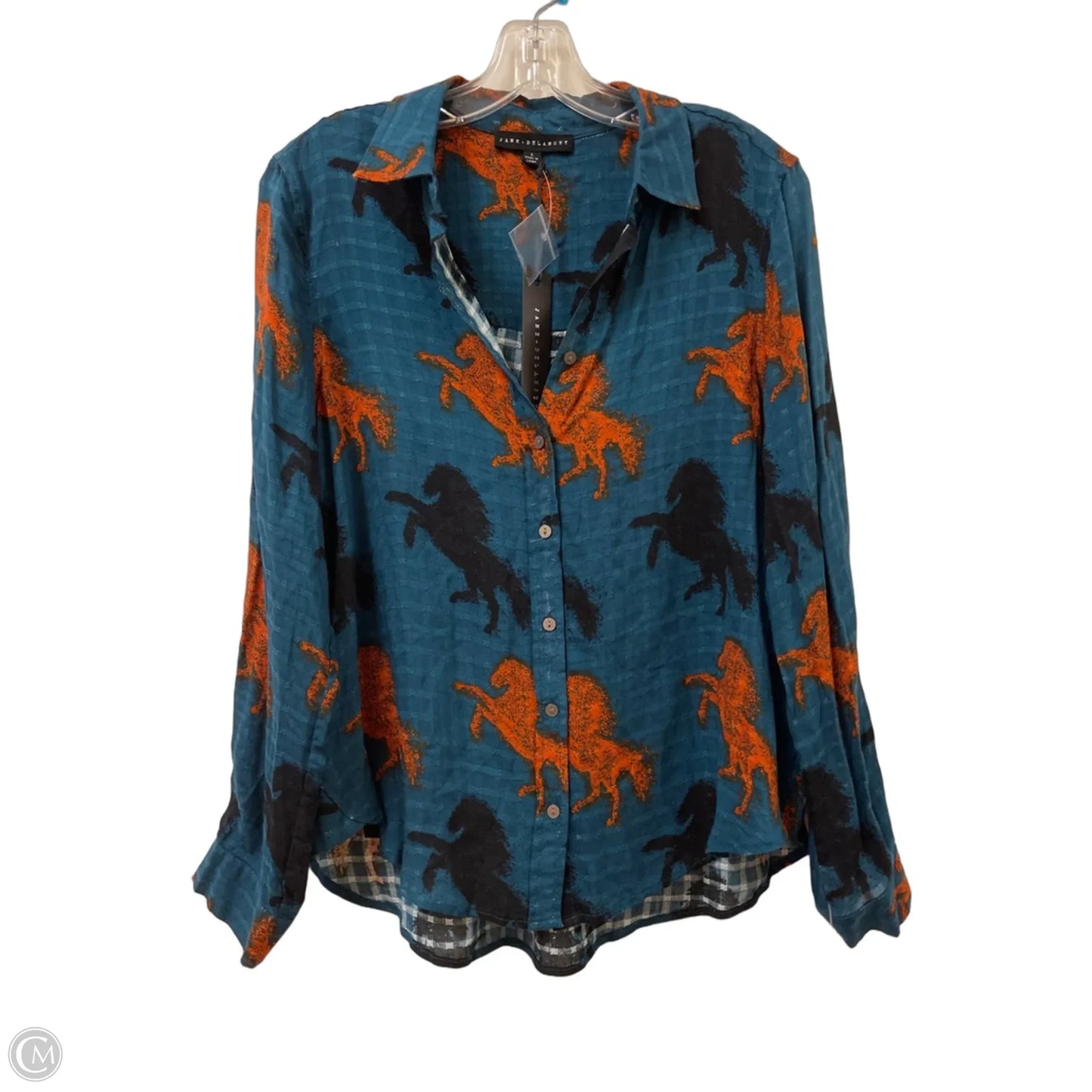 Blouse Long Sleeve By Jane And Delancey In Blue, Size: S