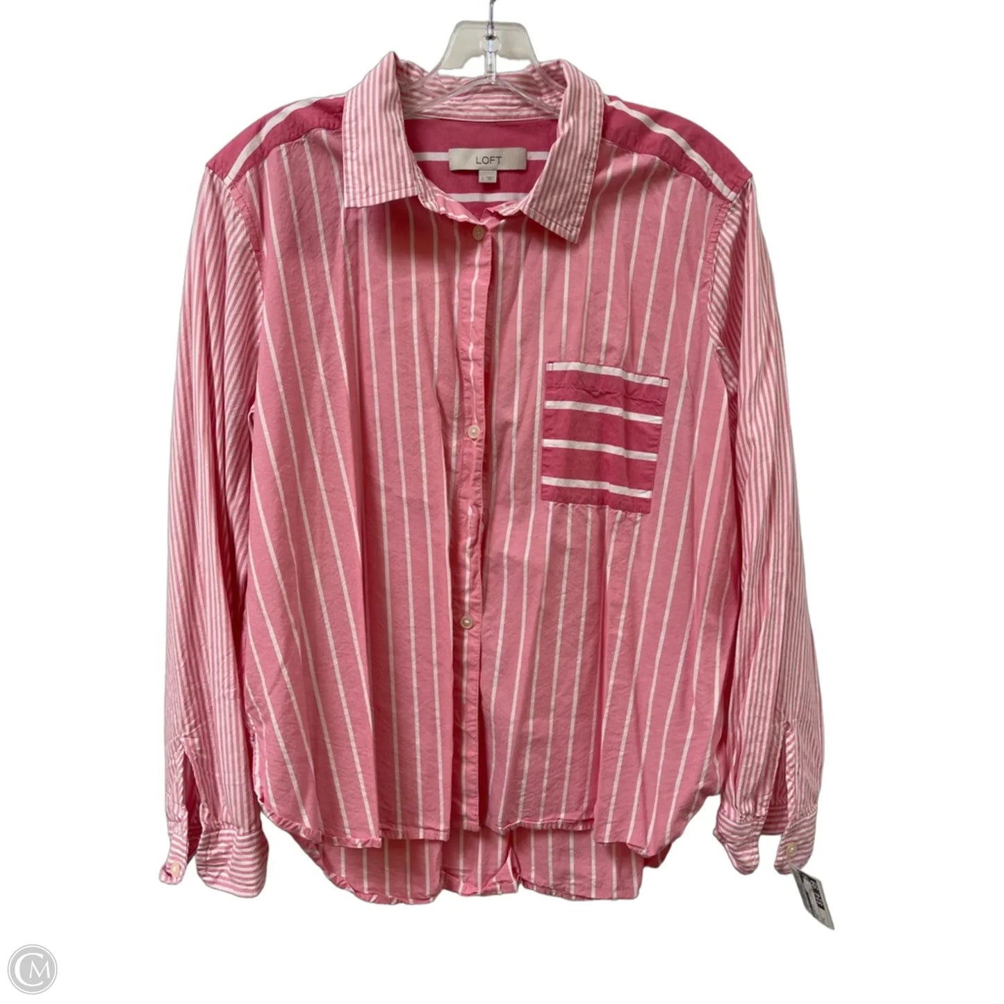 Blouse Long Sleeve By Loft In Pink, Size: L