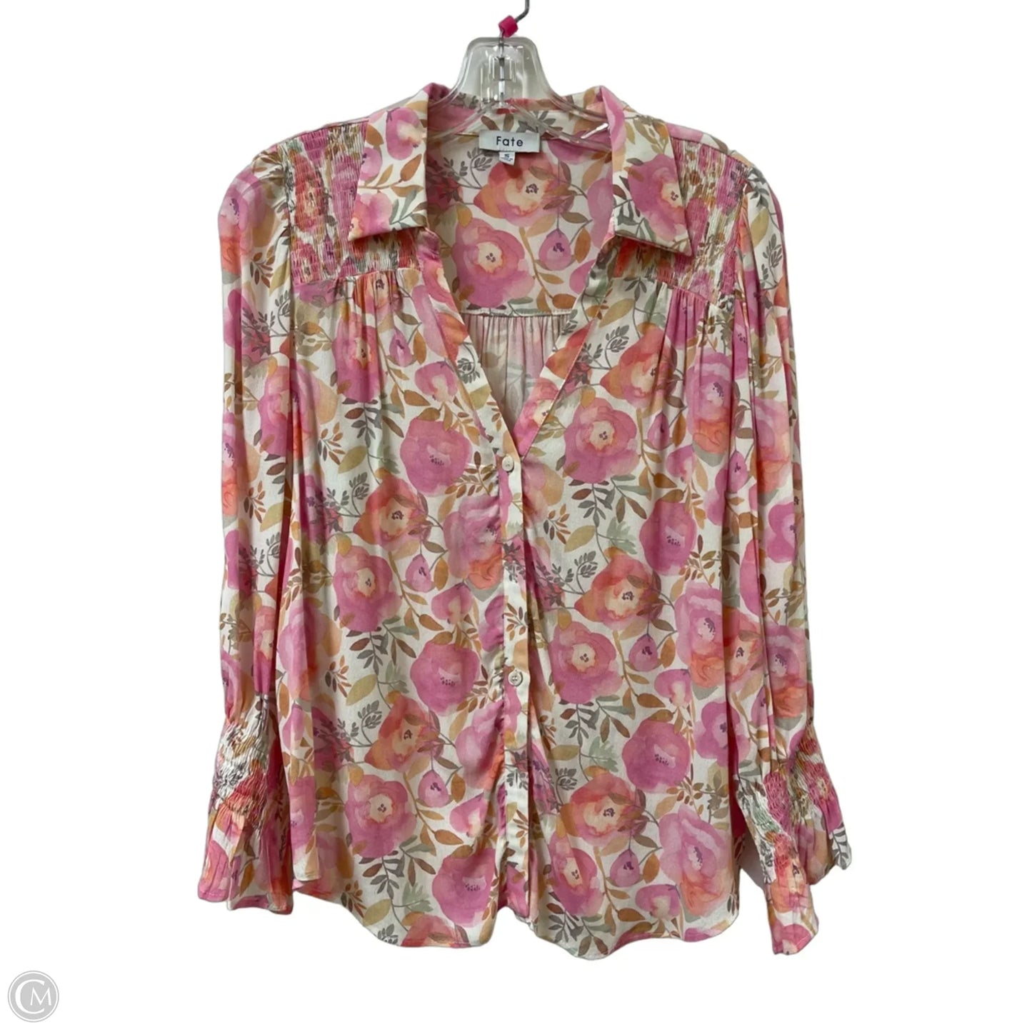 Blouse Long Sleeve By Fate In Pink, Size: S