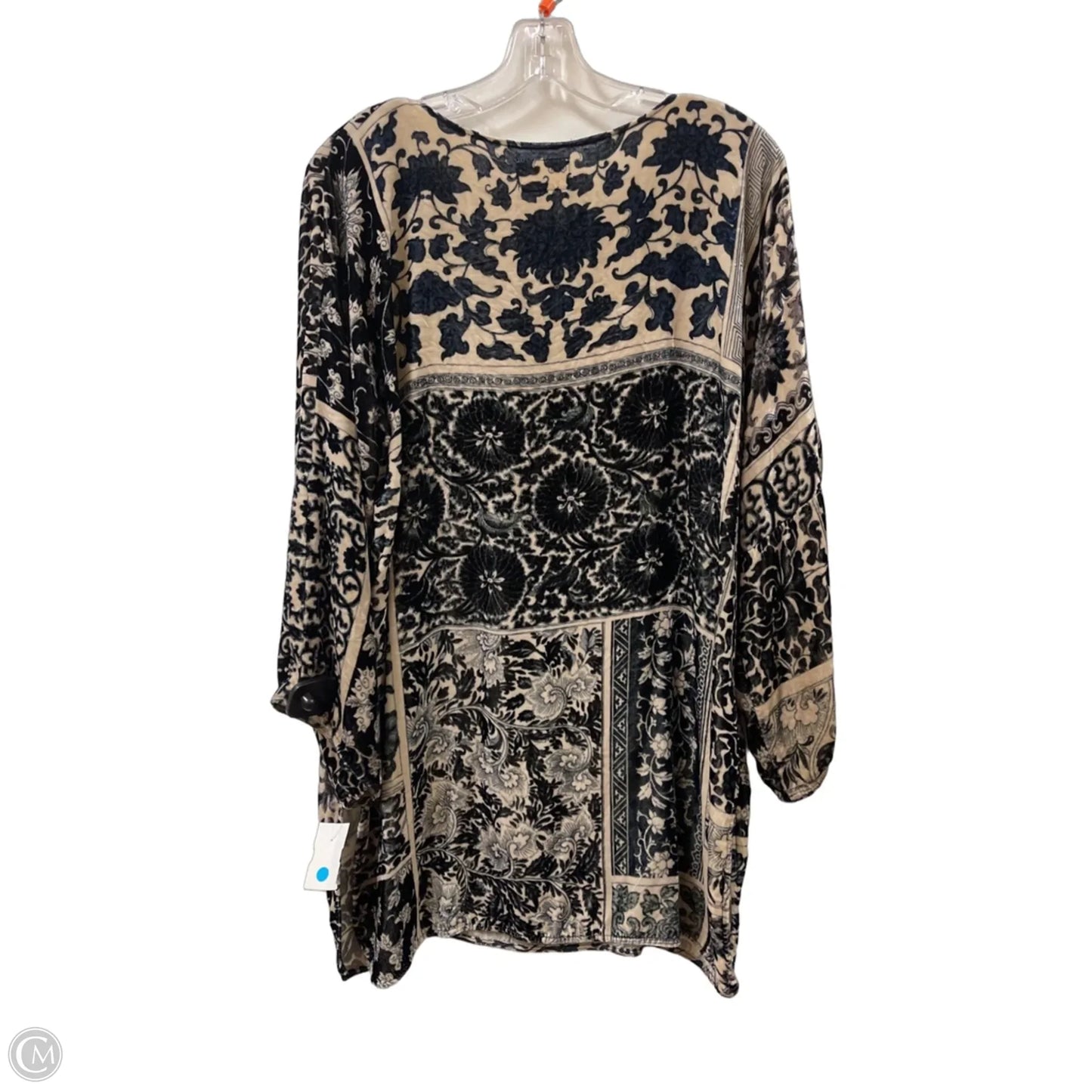 Tunic Designer By Johnny Was In Black & Cream, Size: L