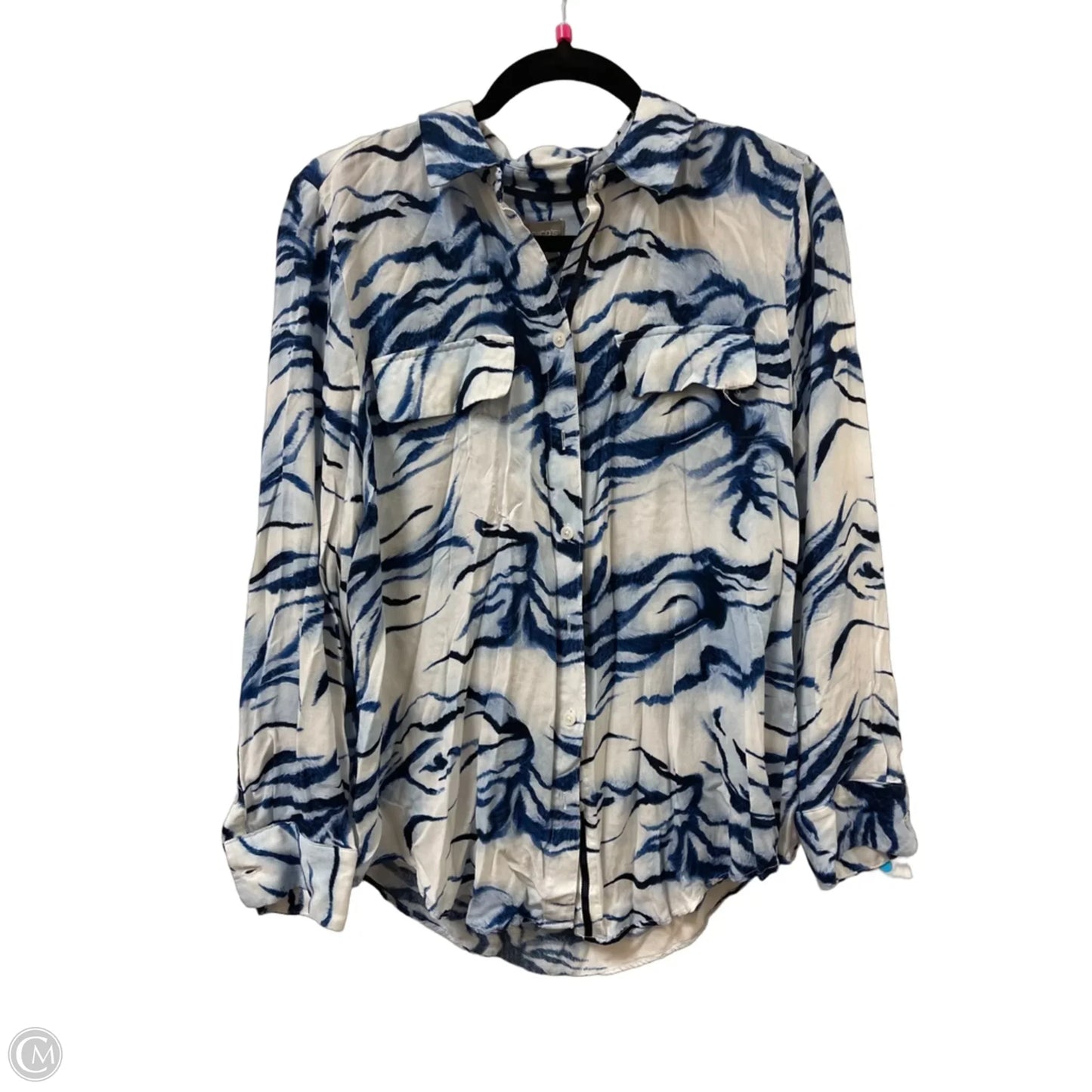 Blouse Long Sleeve By Chicos In Blue, Size: L