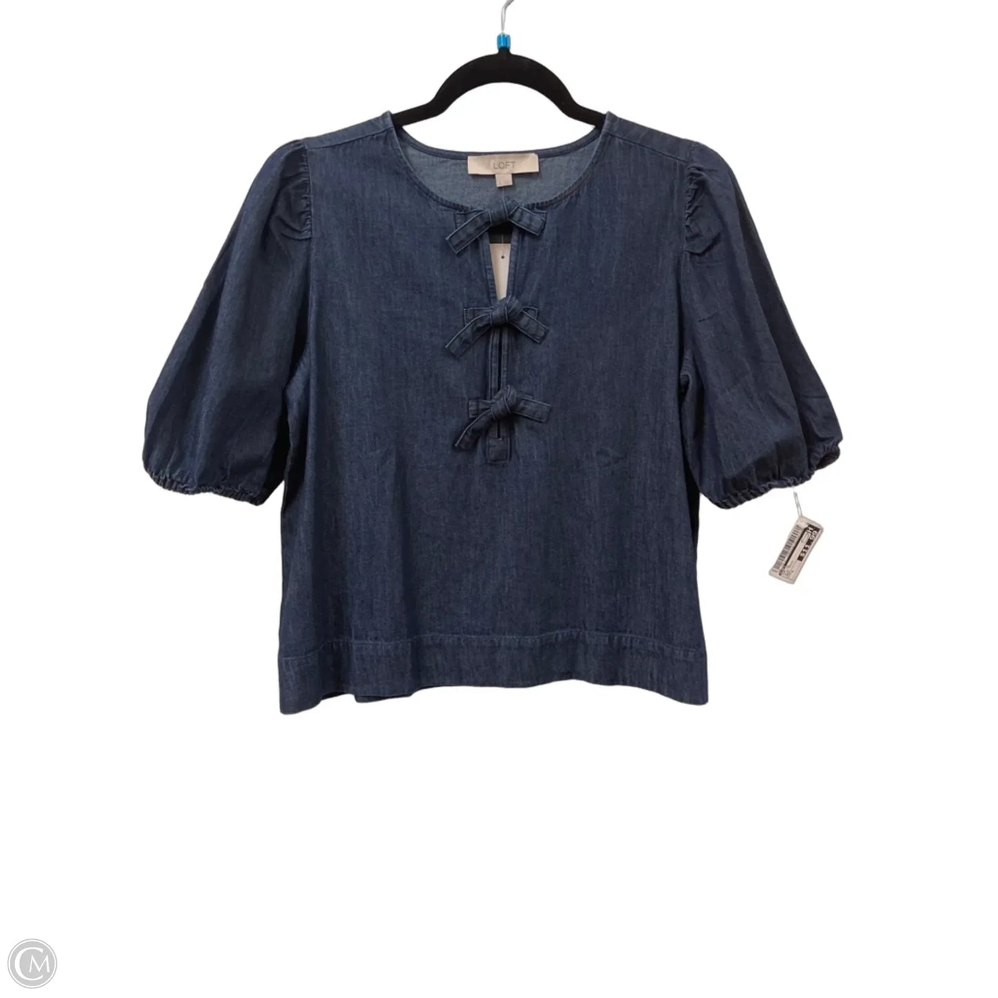 Top Short Sleeve By Loft In Blue Denim, Size: S