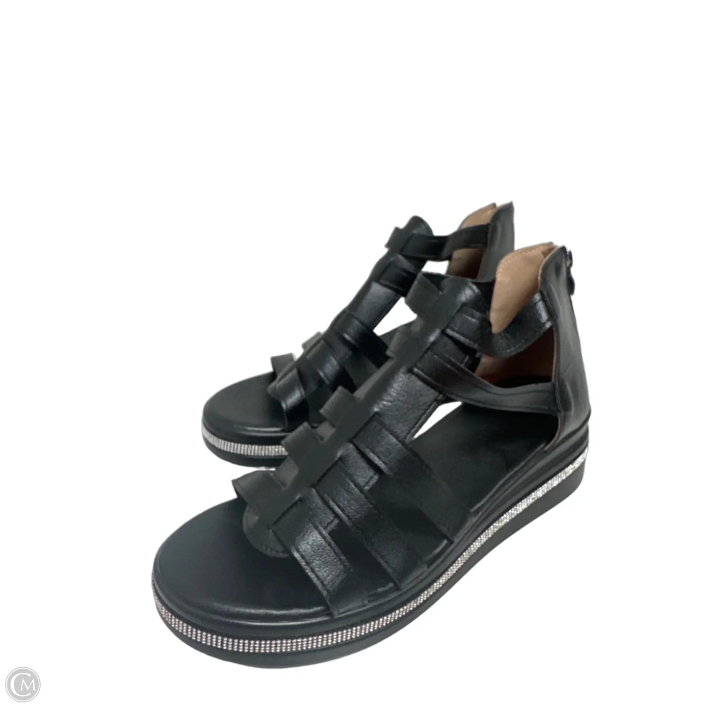 Sandals Flats By Clothes Mentor In Black, Size: 12.5