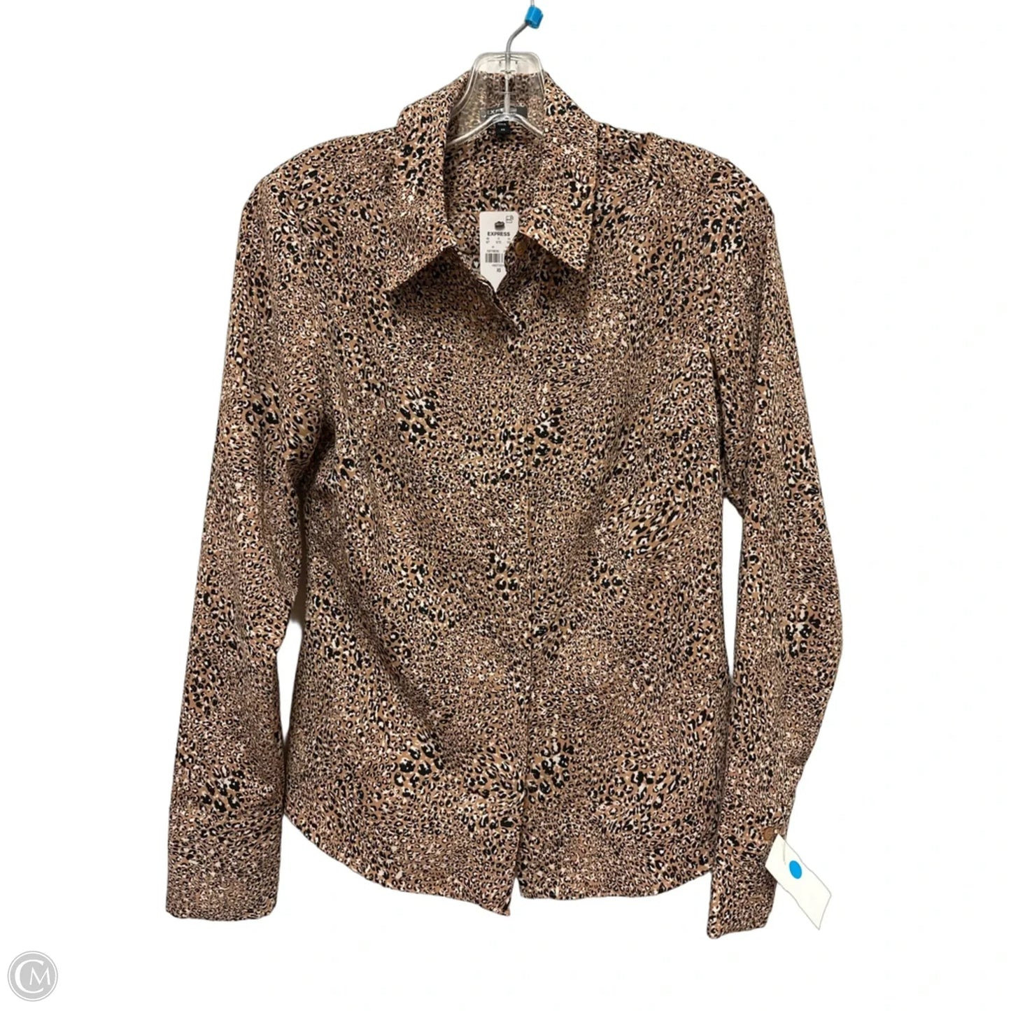 Blouse Long Sleeve By Express In Animal Print, Size: Xs