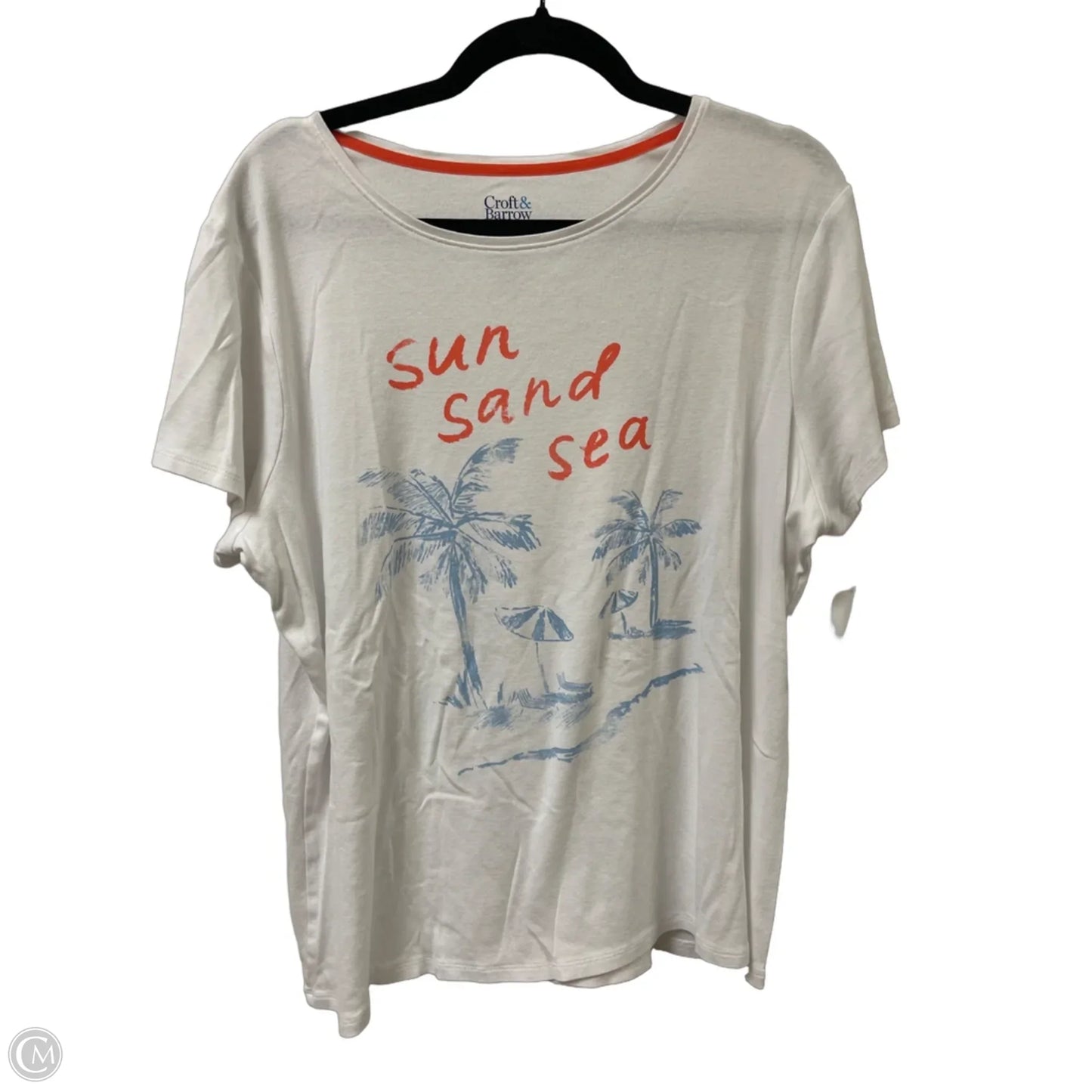 Top Short Sleeve By Croft And Barrow In White, Size: 1x