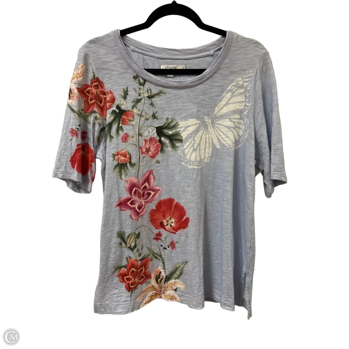 Top Short Sleeve By Chicos In Floral Print, Size: M