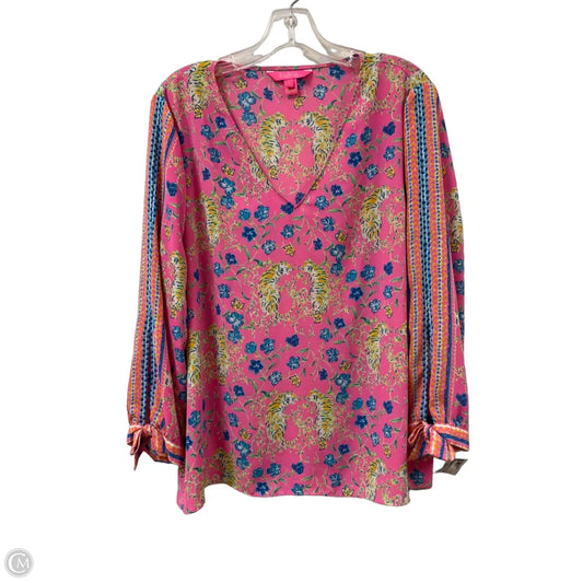 Top Long Sleeve Designer By Lilly Pulitzer In Pink, Size: Xl