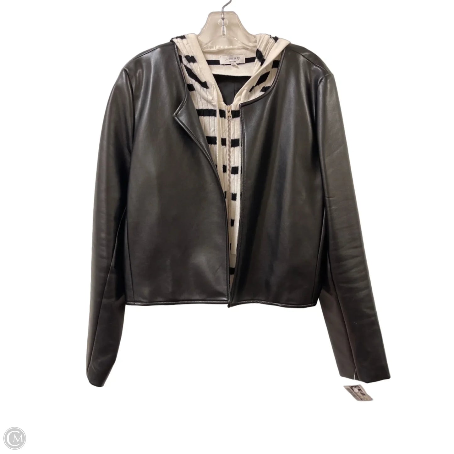 Jacket Moto By Clothes Mentor In Black, Size: L