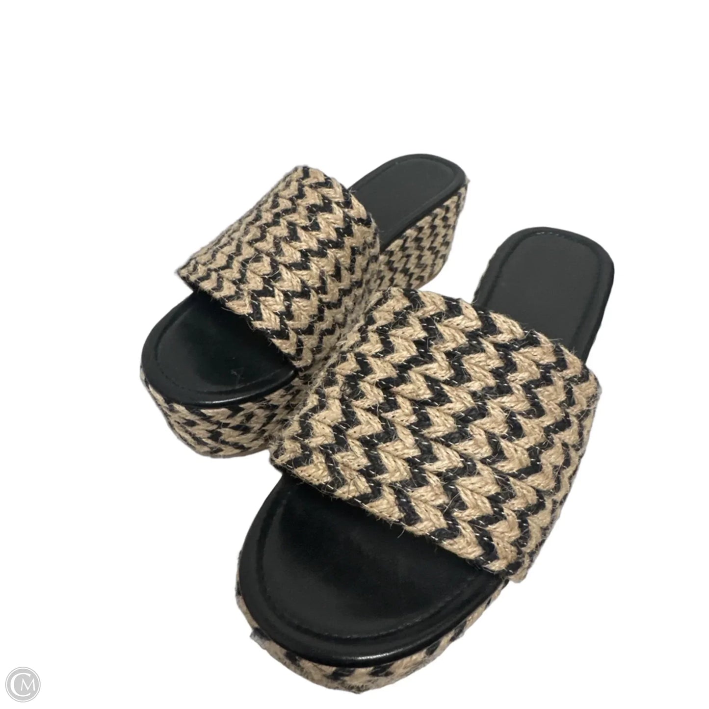 Sandals Heels Platform By Clothes Mentor In Black & Cream, Size: 9.5