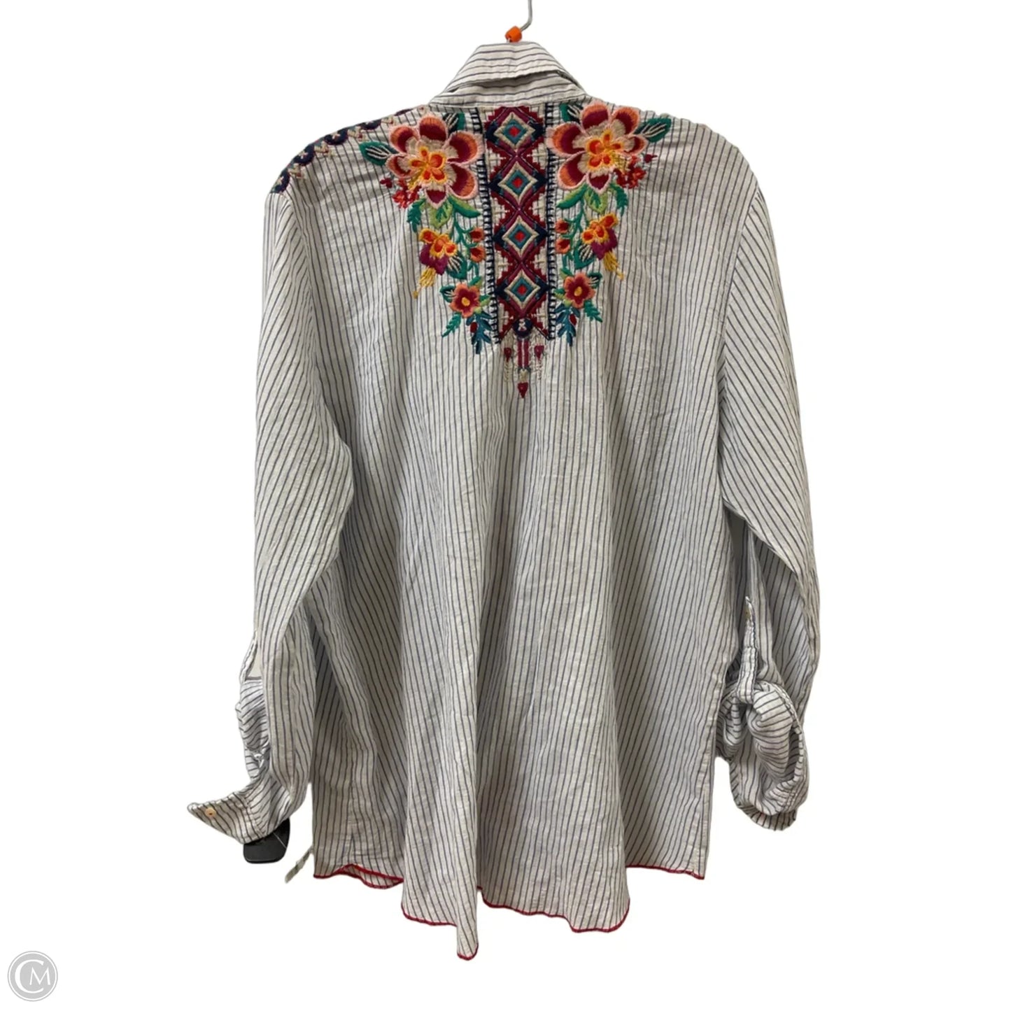 Blouse Designer By Johnny Was In Striped Pattern, Size: Xl