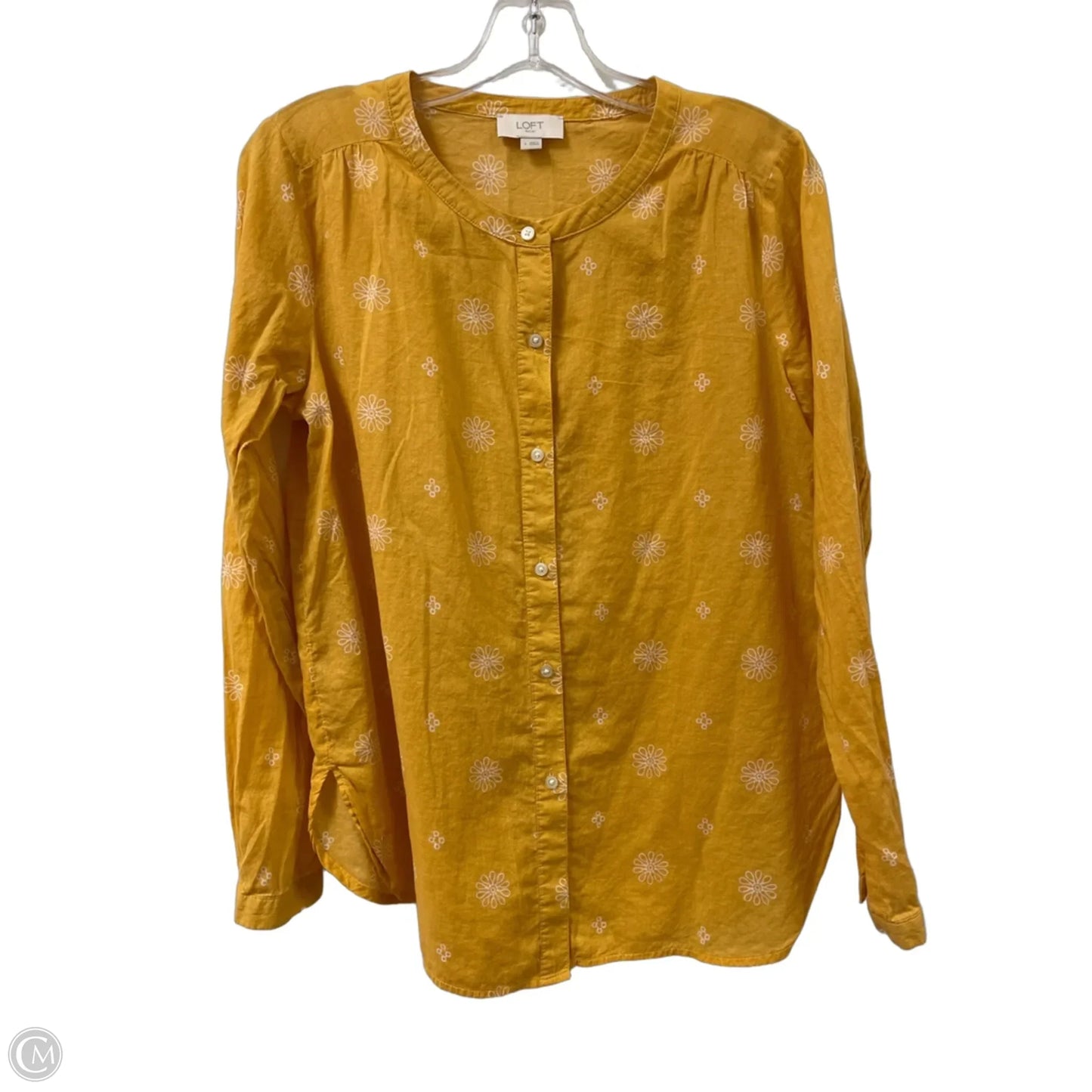 Blouse Long Sleeve By Loft In Yellow, Size: S