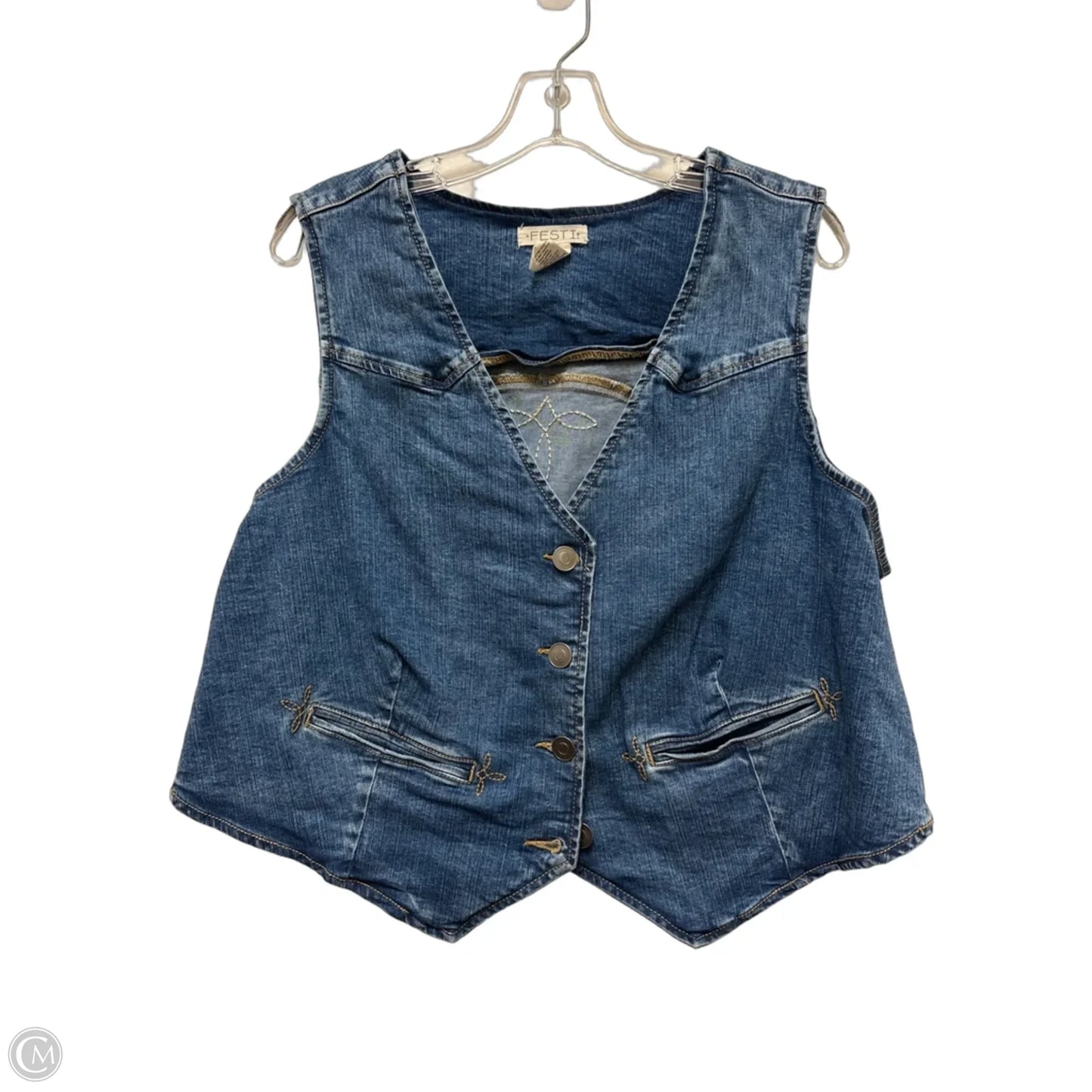 Vest Other By Clothes Mentor In Blue Denim, Size: 2x