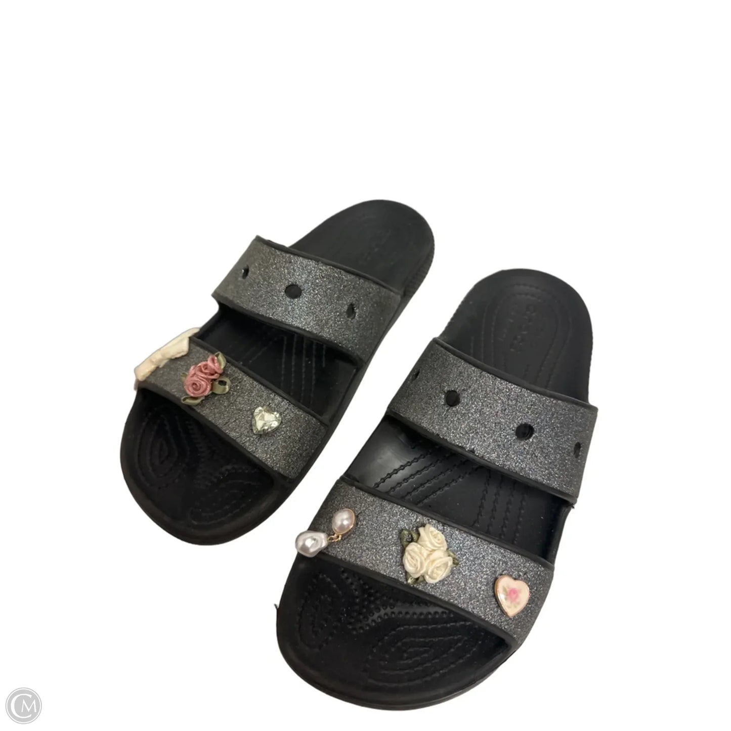 Sandals Flats By Crocs In Black, Size: 8