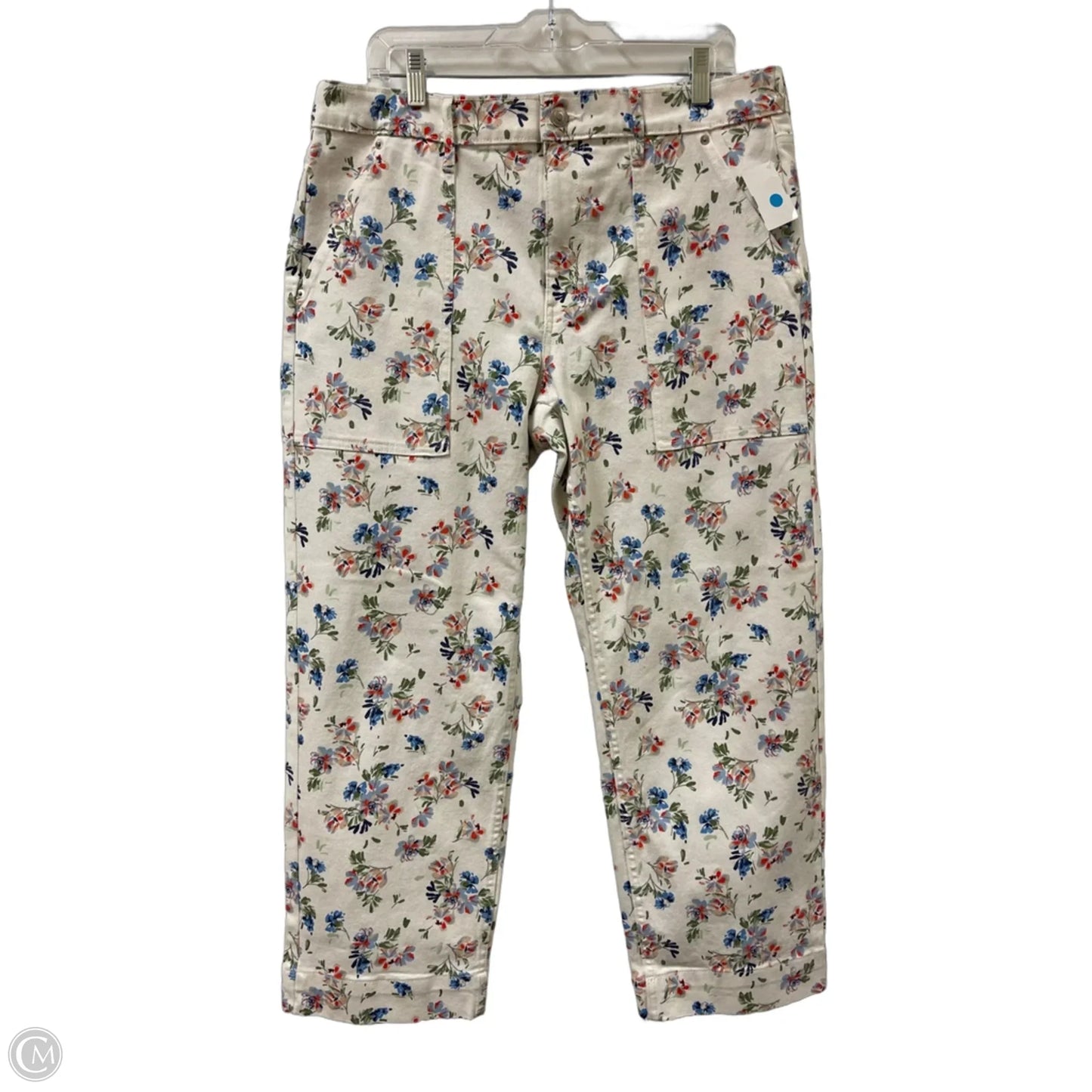 Jeans Straight By Free Assembly In Floral Print, Size: 12