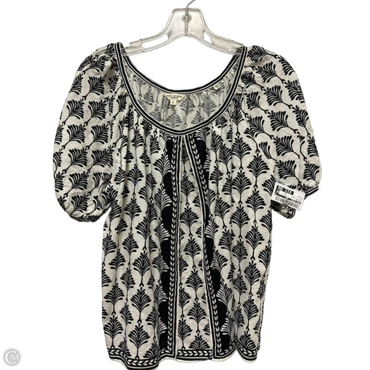 Top Short Sleeve By Max Studio In Black & Cream, Size: S