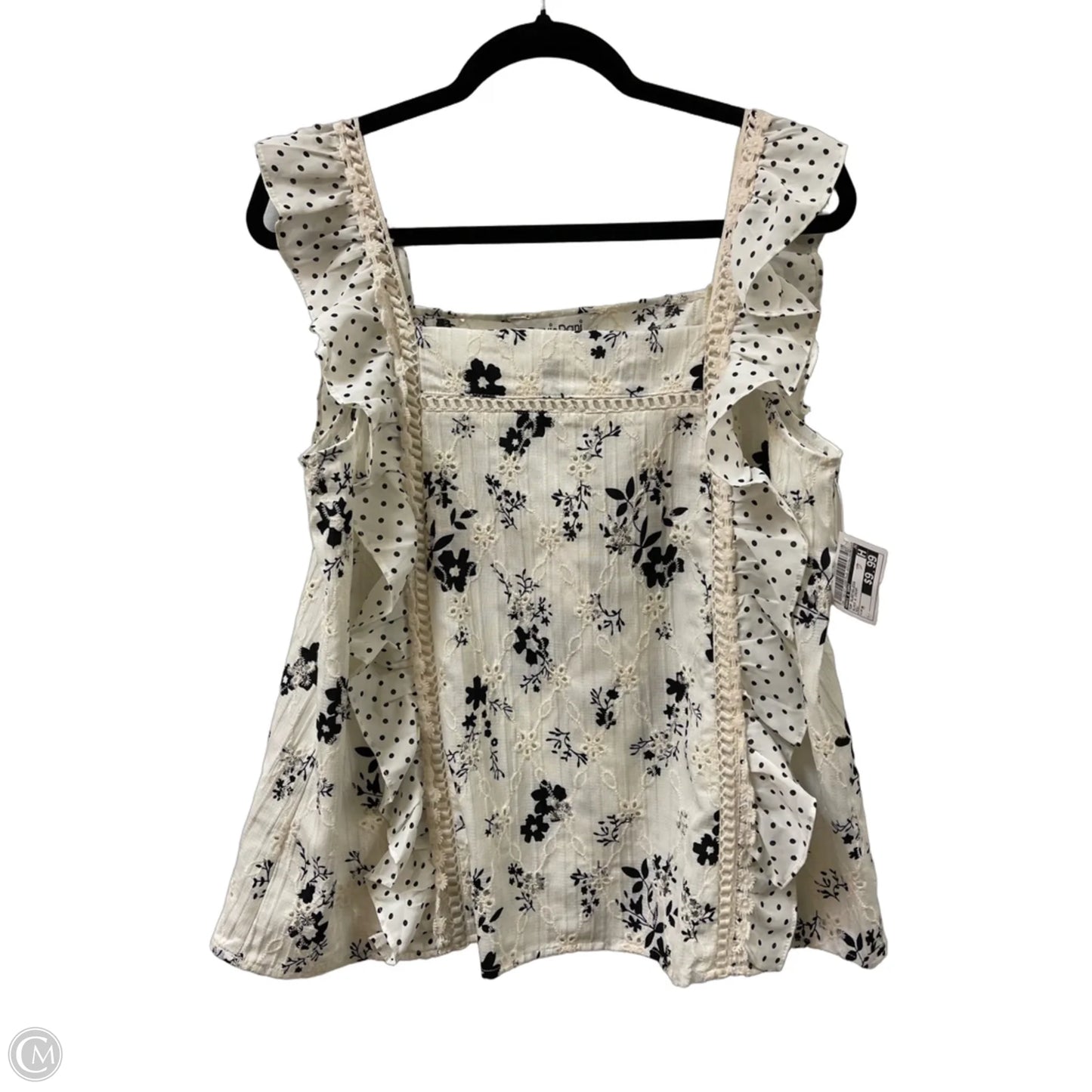 Top Sleeveless By Davi & Dani In Black & Cream, Size: M