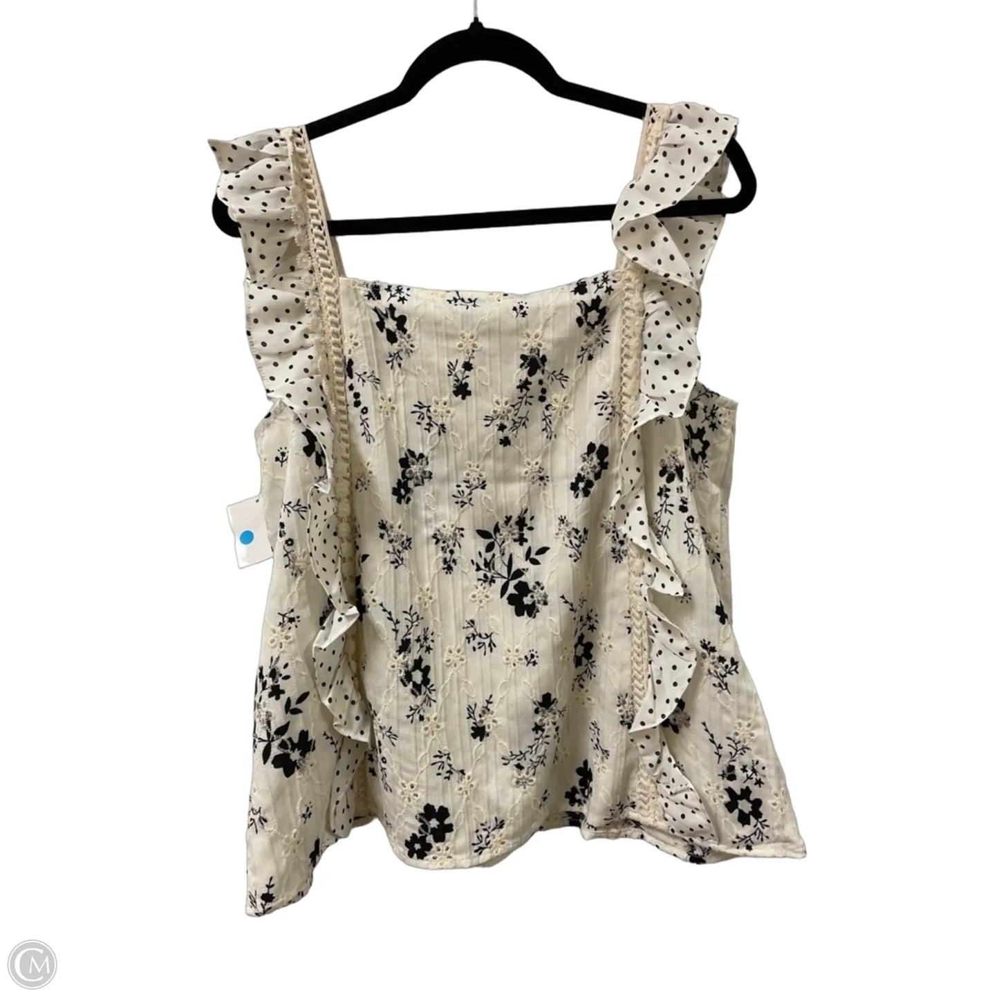 Top Sleeveless By Davi & Dani In Black & Cream, Size: M