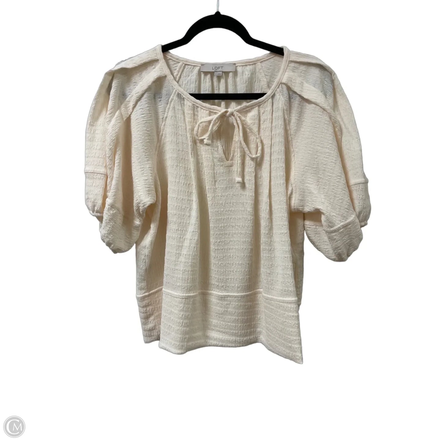 Top Short Sleeve By Loft In Cream, Size: M