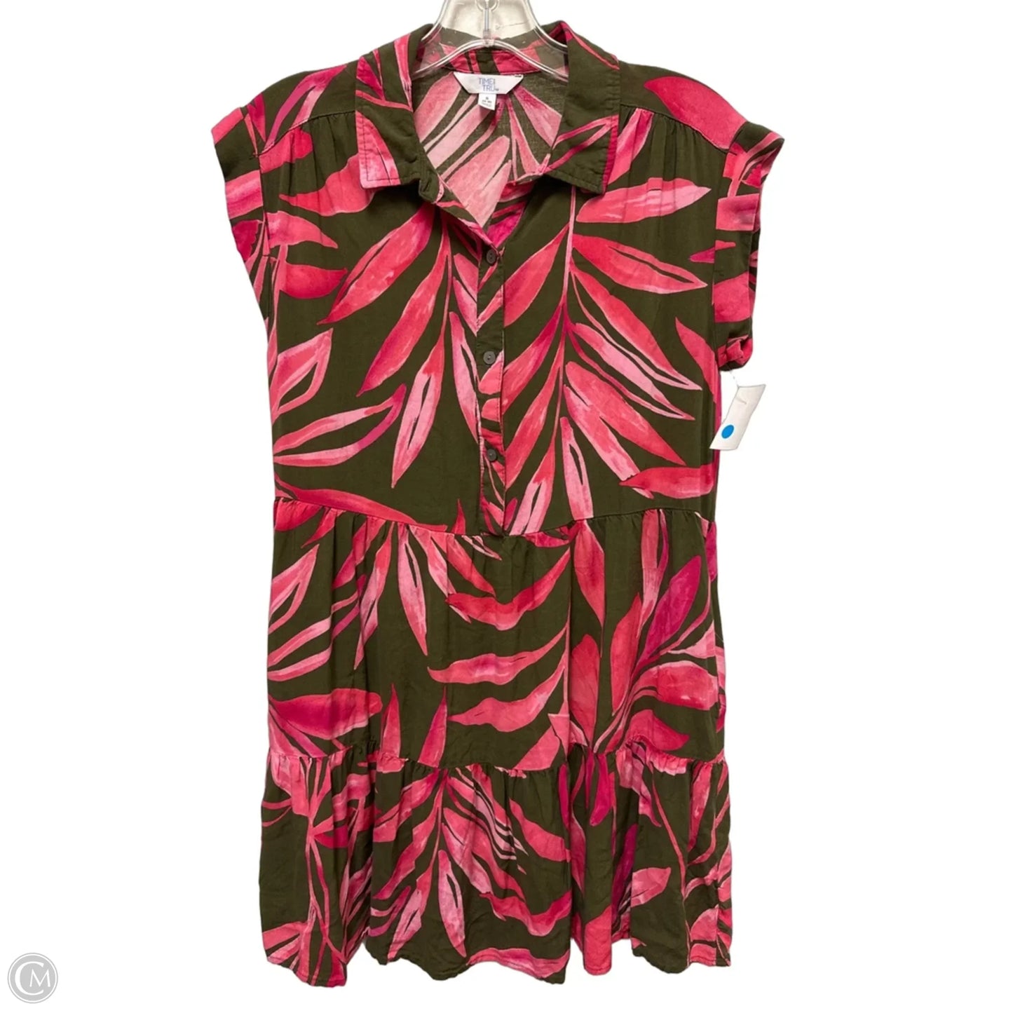 Dress Casual Midi By Time And Tru In Green & Pink, Size: S