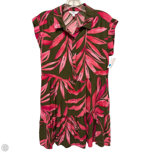 Dress Casual Midi By Time And Tru In Green & Pink, Size: S