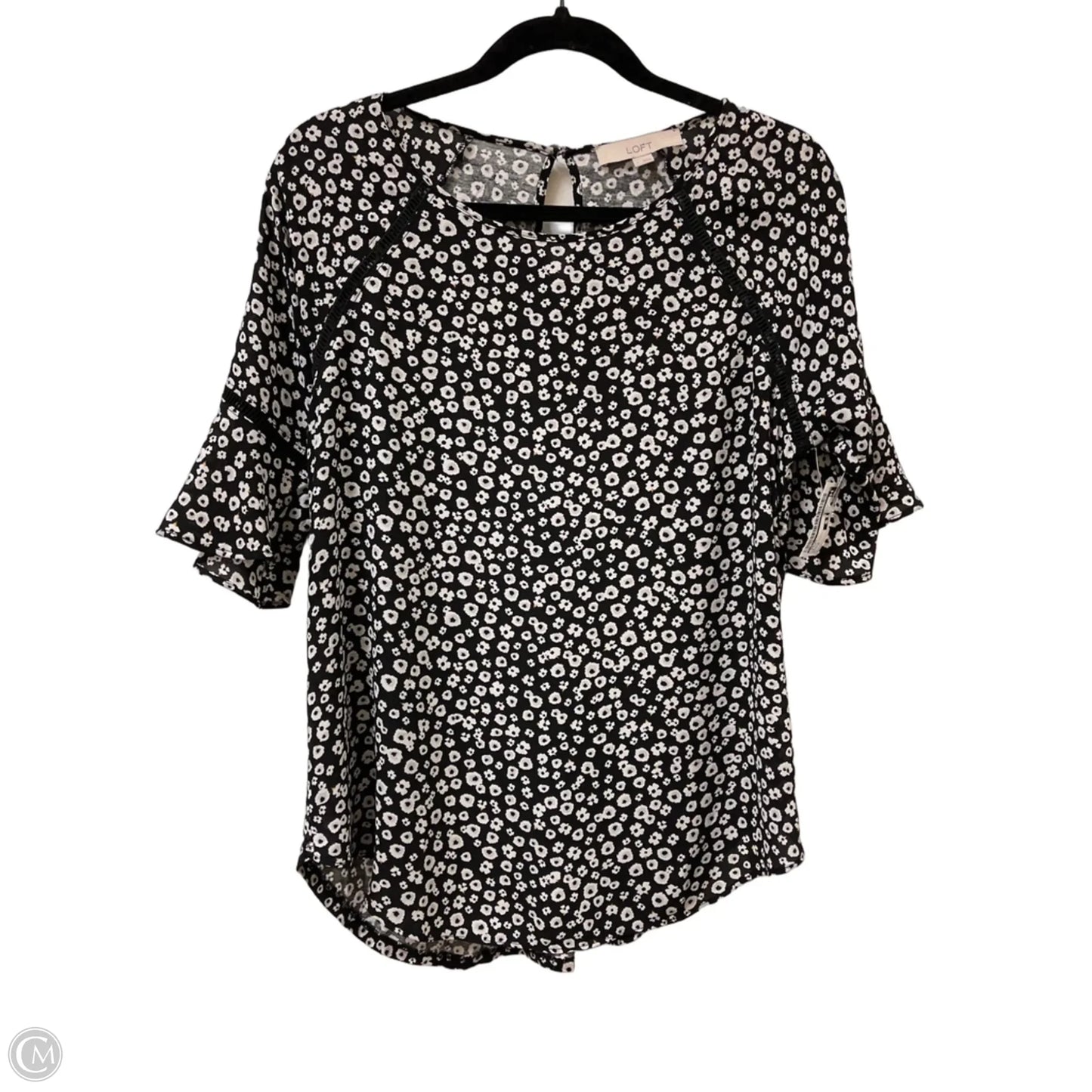 Top Short Sleeve By Loft In Black, Size: S