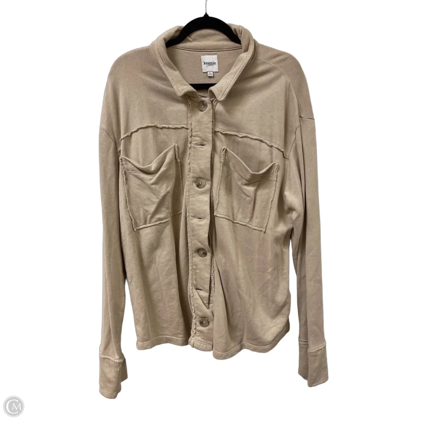 Jacket Shirt By Kensie In Tan, Size: L