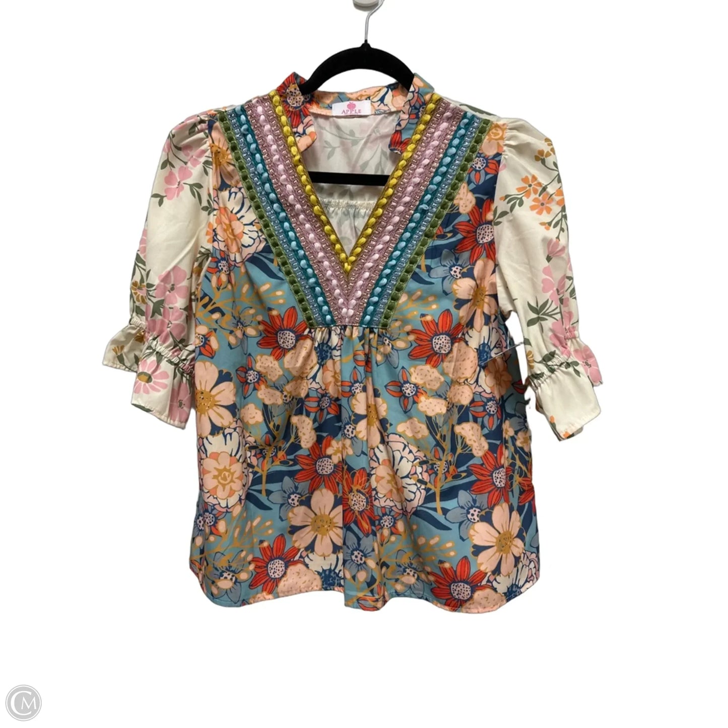Top Short Sleeve By Clothes Mentor In Floral Print, Size: M