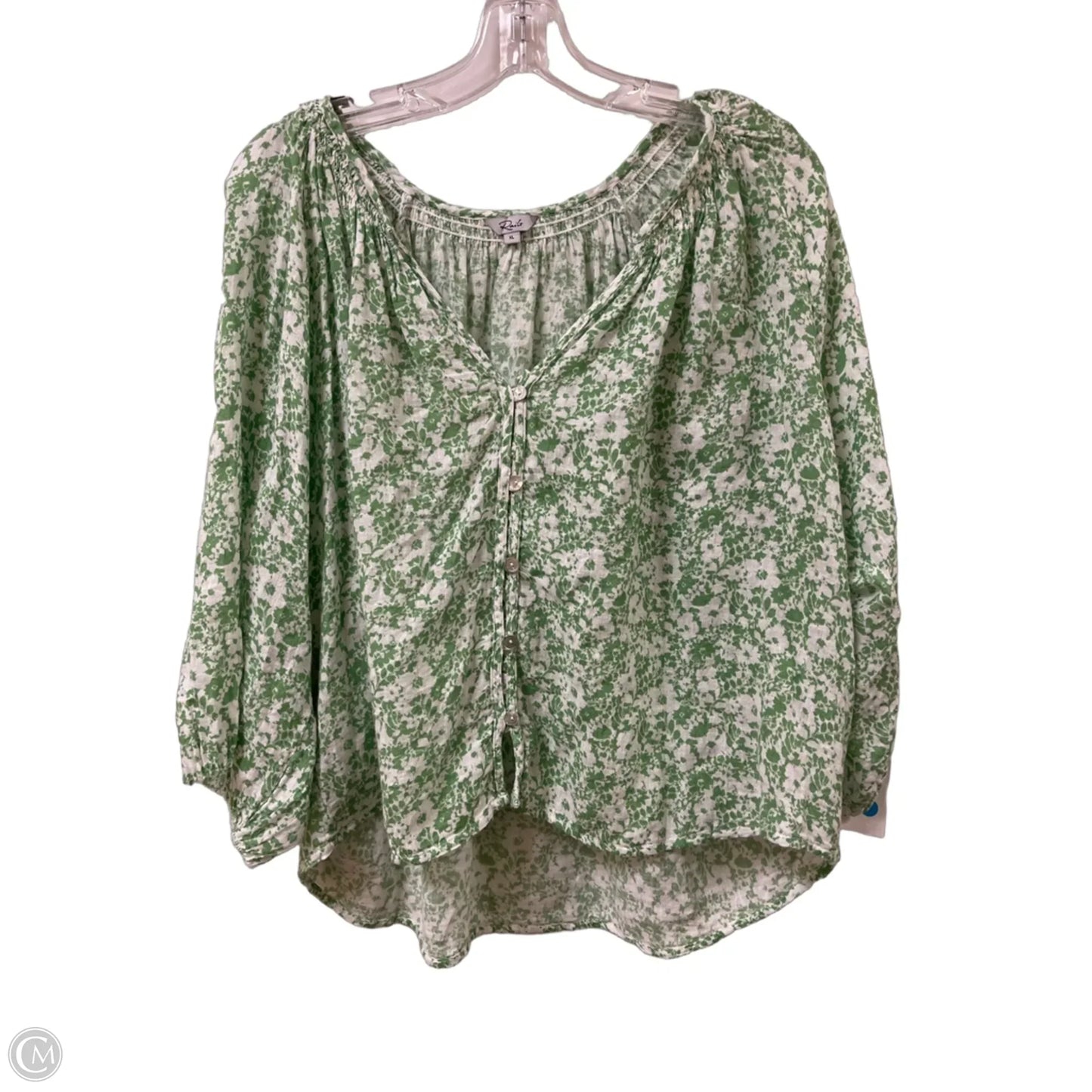 Blouse Long Sleeve By Rails In Green, Size: Xl