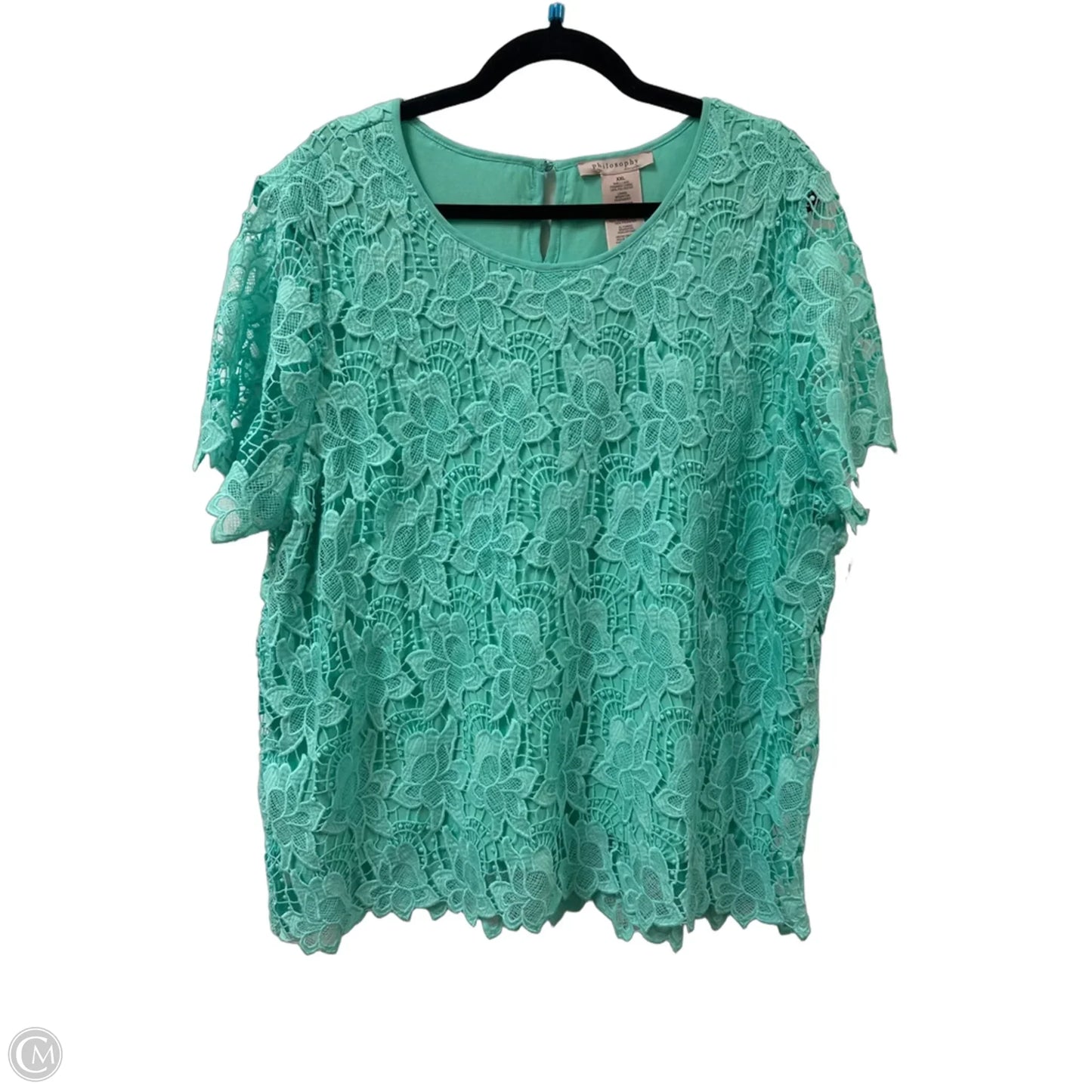 Top Short Sleeve By Philosophy In Green, Size: 1x