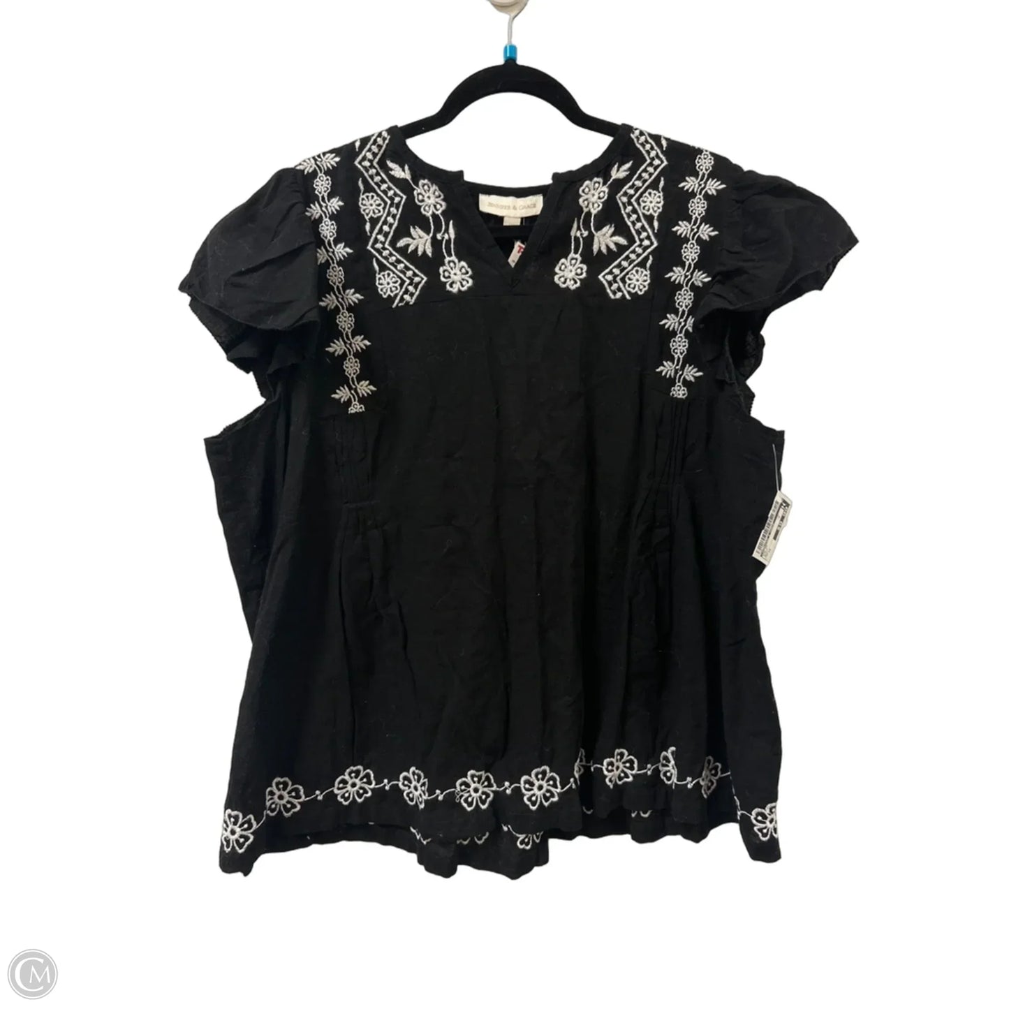 Top Short Sleeve By Jennifer & Grace In Black, Size: 1x