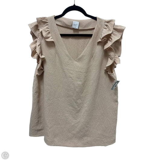 Top Short Sleeve By Clothes Mentor In Tan, Size: 1x