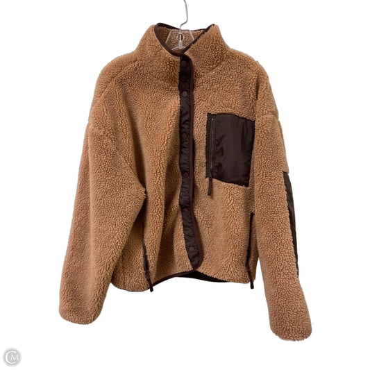 Jacket Faux Fur & Sherpa By Fabletics In Tan, Size: L