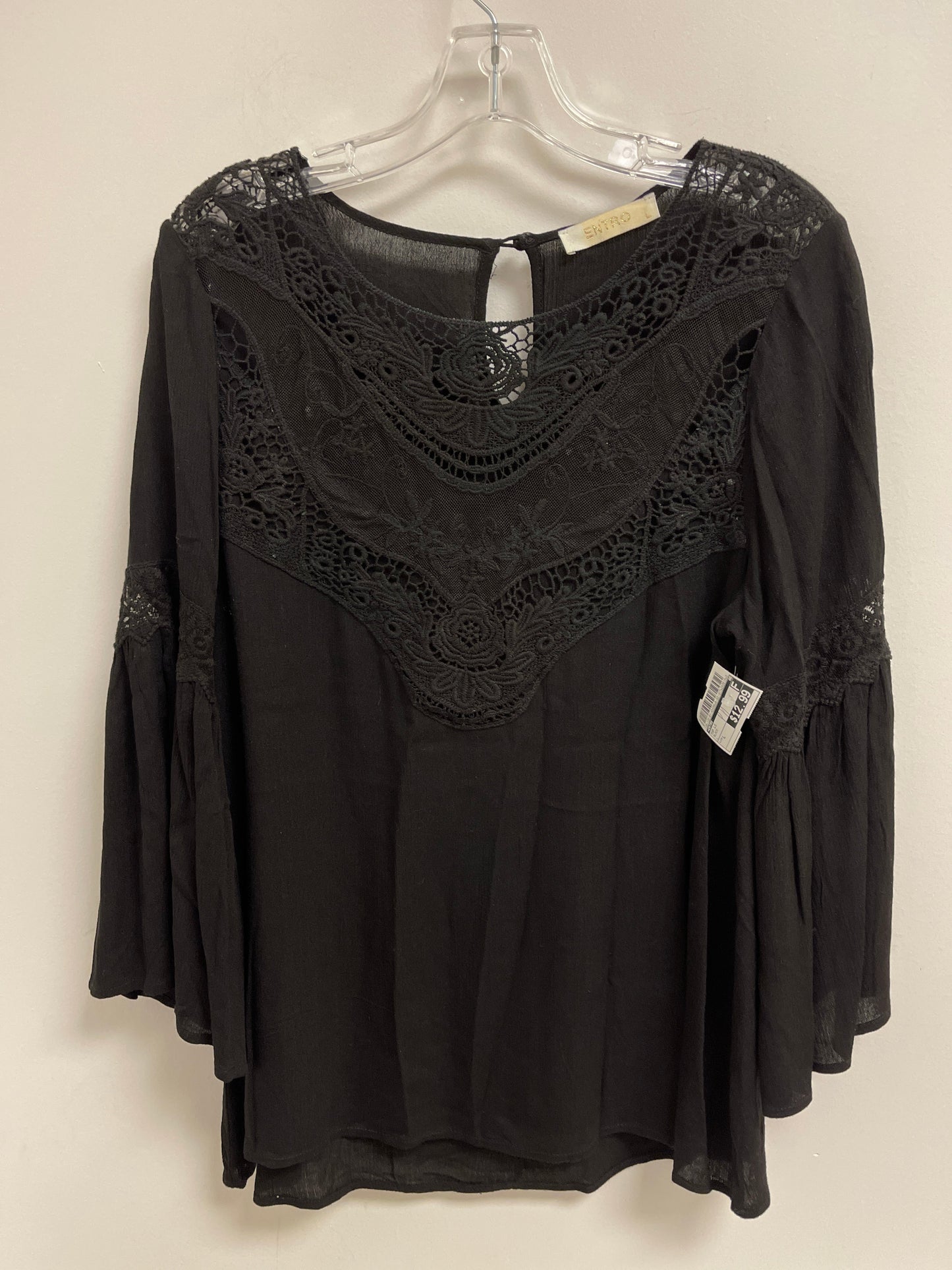 Black Top Long Sleeve Entro, Size L