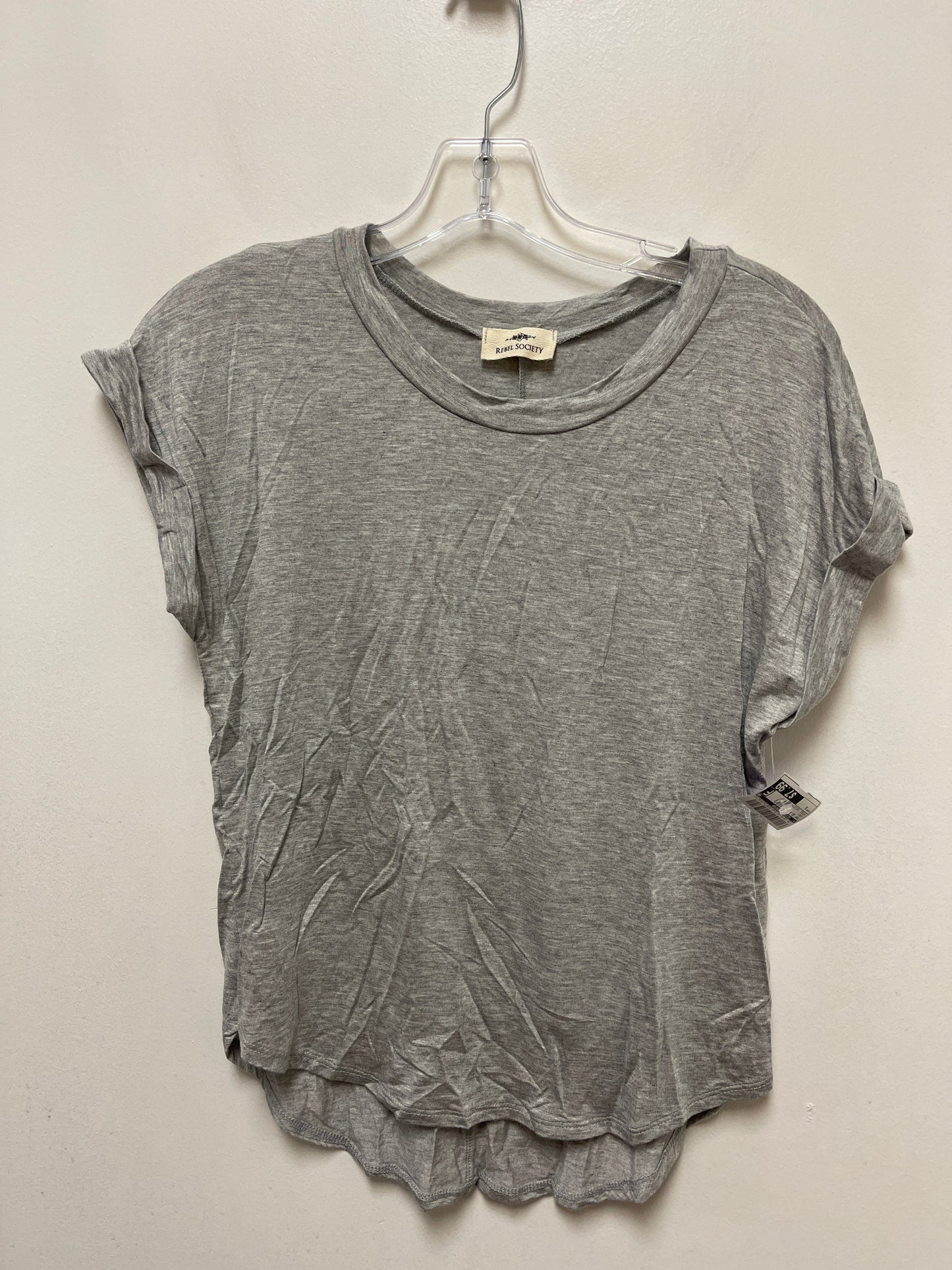 Grey Top Short Sleeve Basic Clothes Mentor, Size S