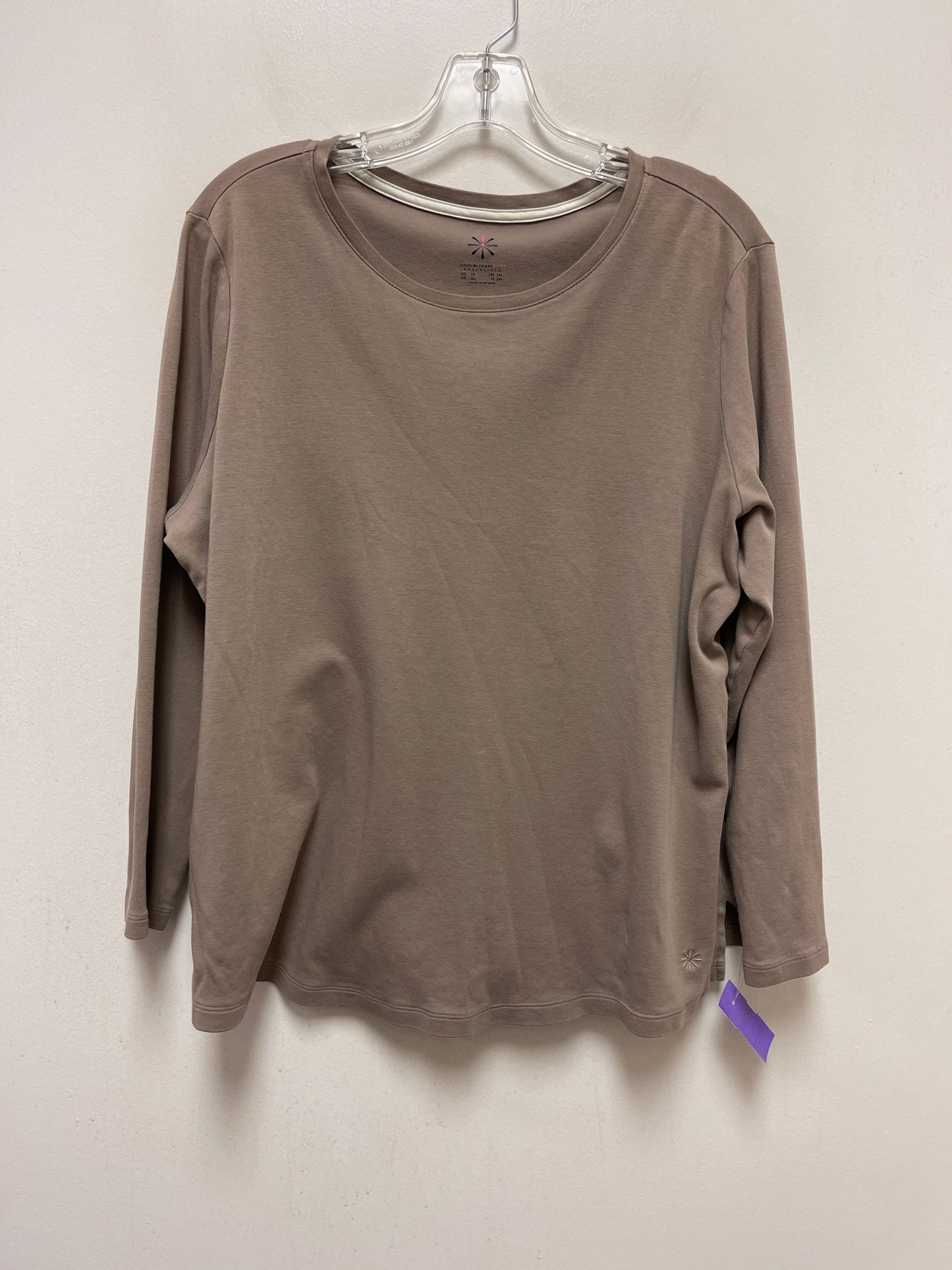 Brown Top Long Sleeve Basic Isaac Mizrahi Live Qvc, Size 1x