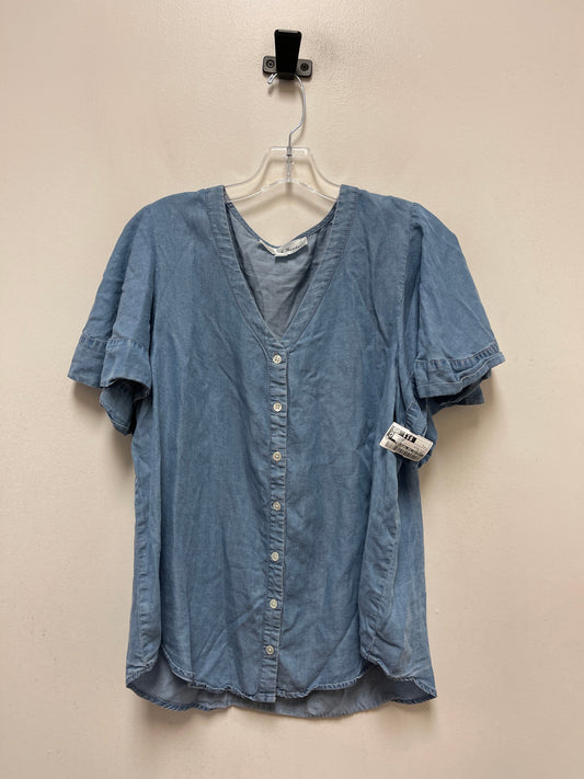 Blue Denim Top Short Sleeve Chelsea And Theodore, Size L