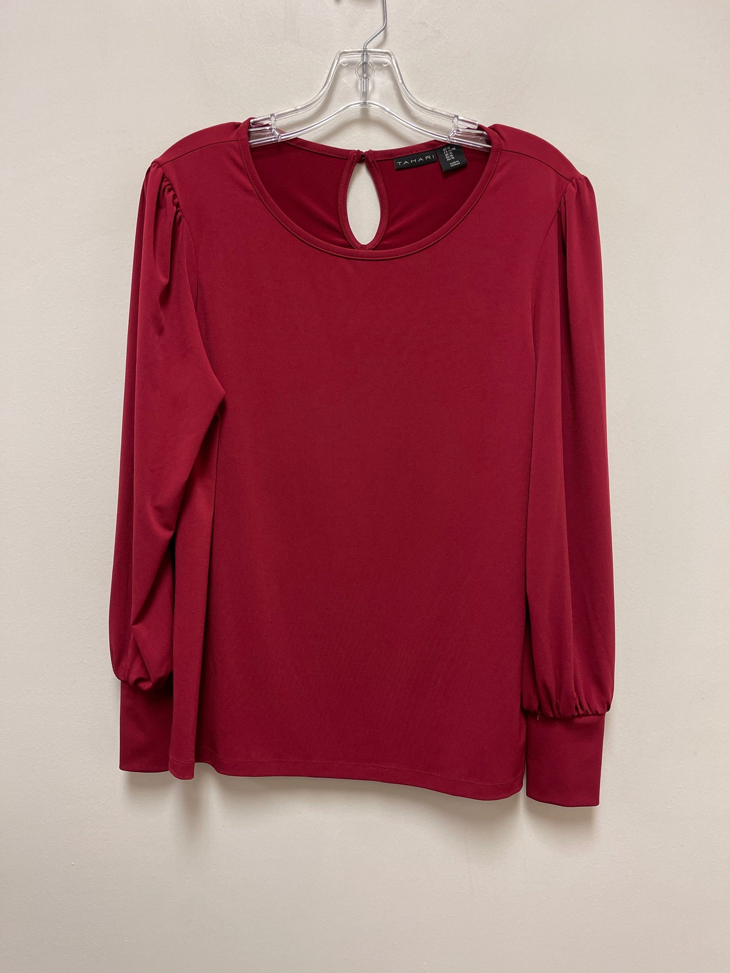 Red Top Long Sleeve Tahari By Arthur Levine, Size Xl