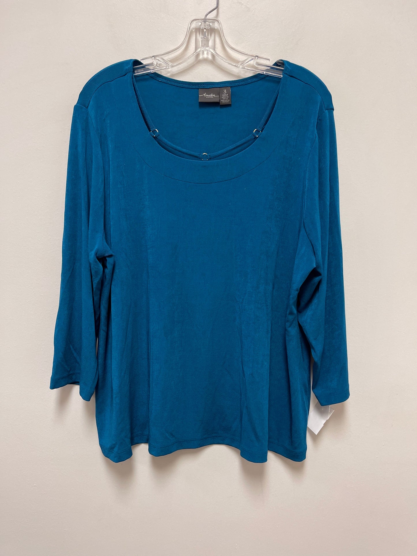 Blue Top Long Sleeve Chicos, Size Xl