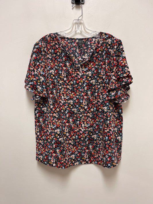 Floral Print Top Short Sleeve Clothes Mentor, Size 1x