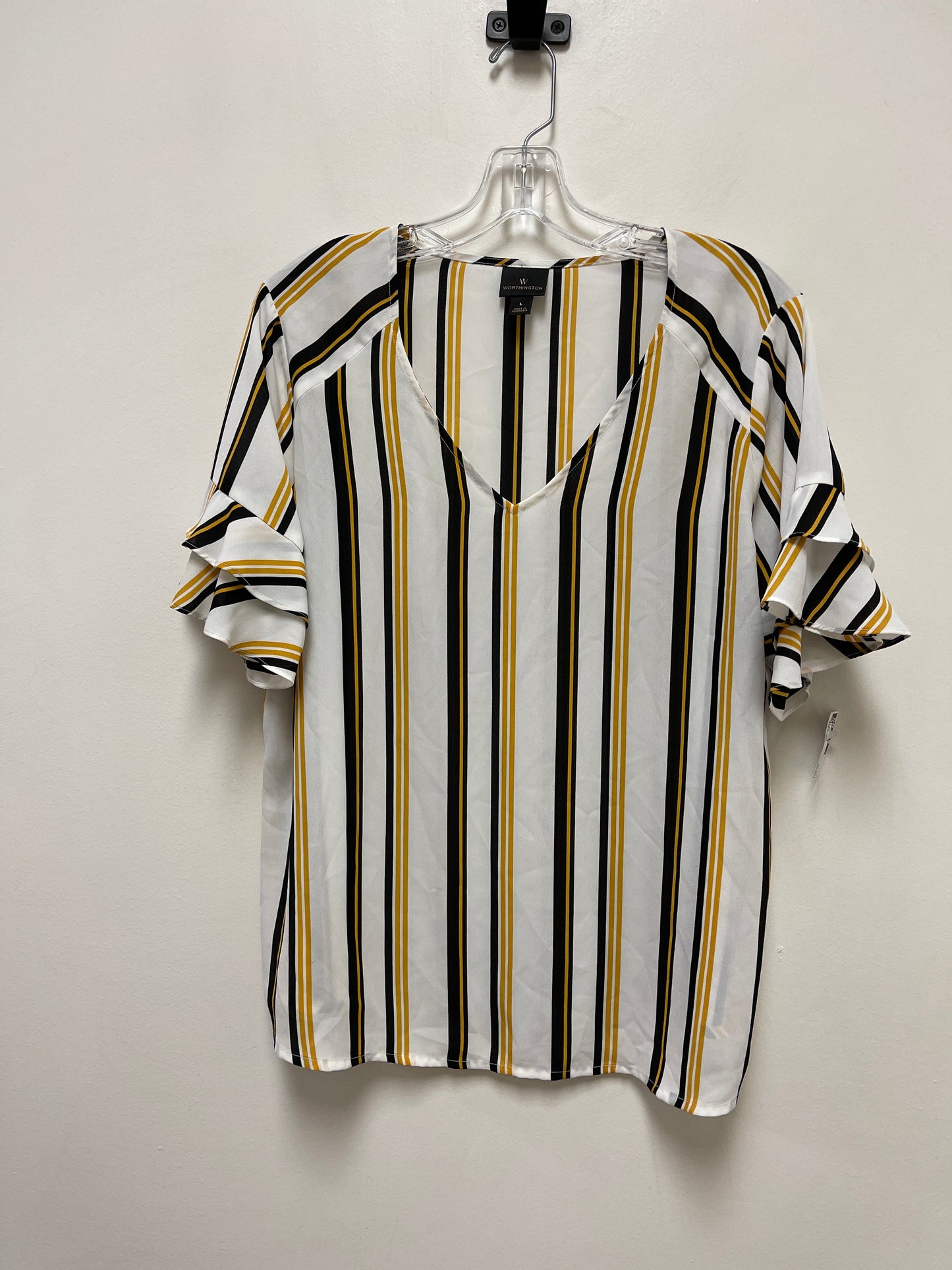 Striped Pattern Top Short Sleeve Worthington, Size L