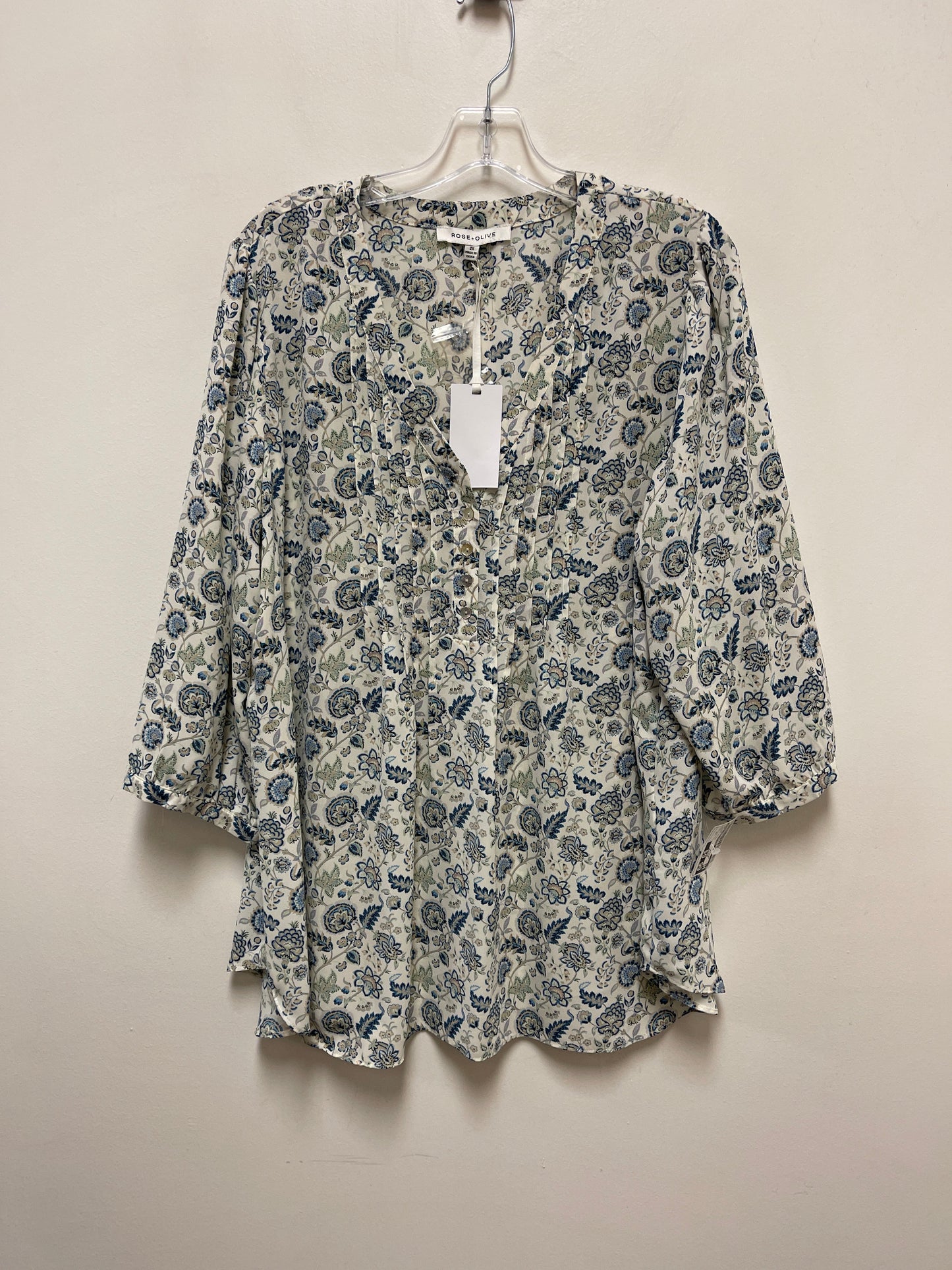 Top Long Sleeve By Rose And Olive In Floral Print, Size: 2x