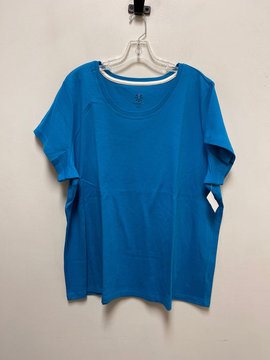 Top Short Sleeve Basic By Isaac Mizrahi Live Qvc In Blue, Size: 3x