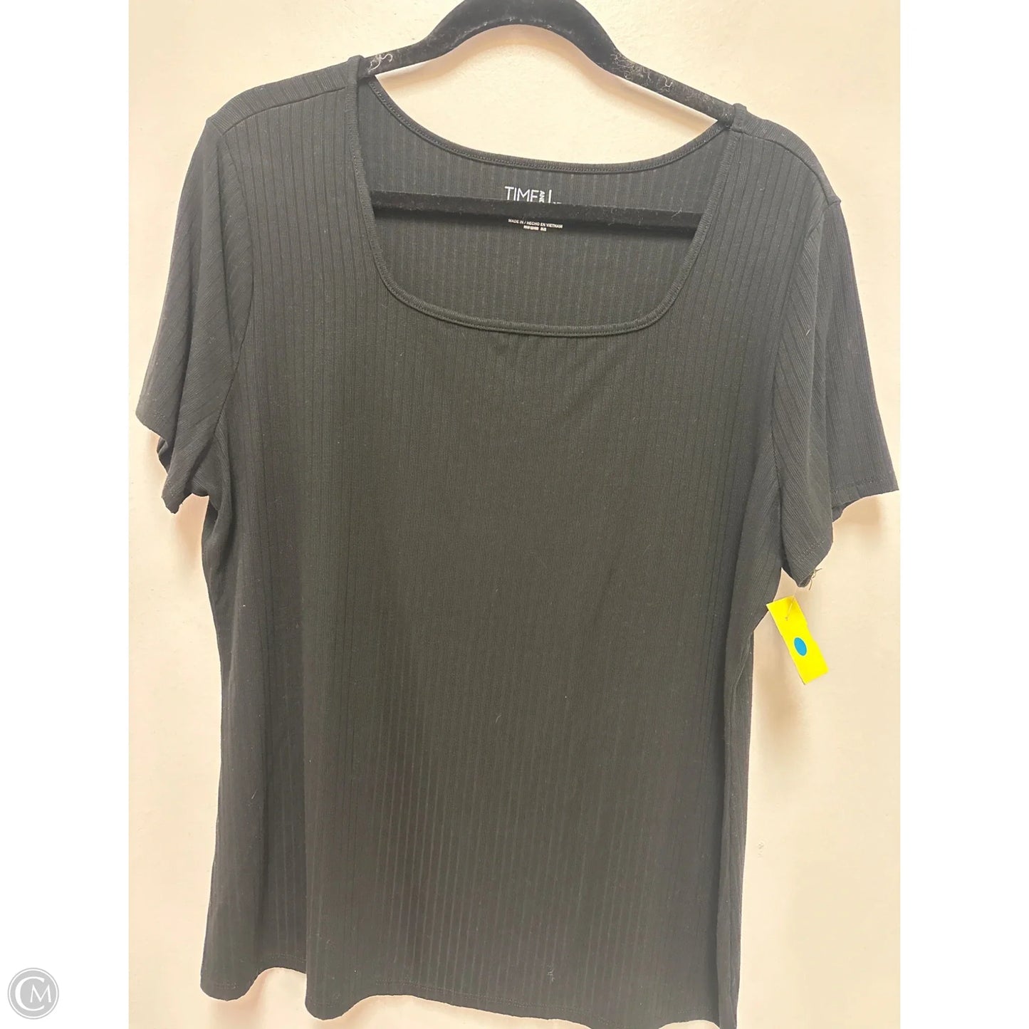 Top Short Sleeve Basic By Time And Tru In Black, Size: Xl