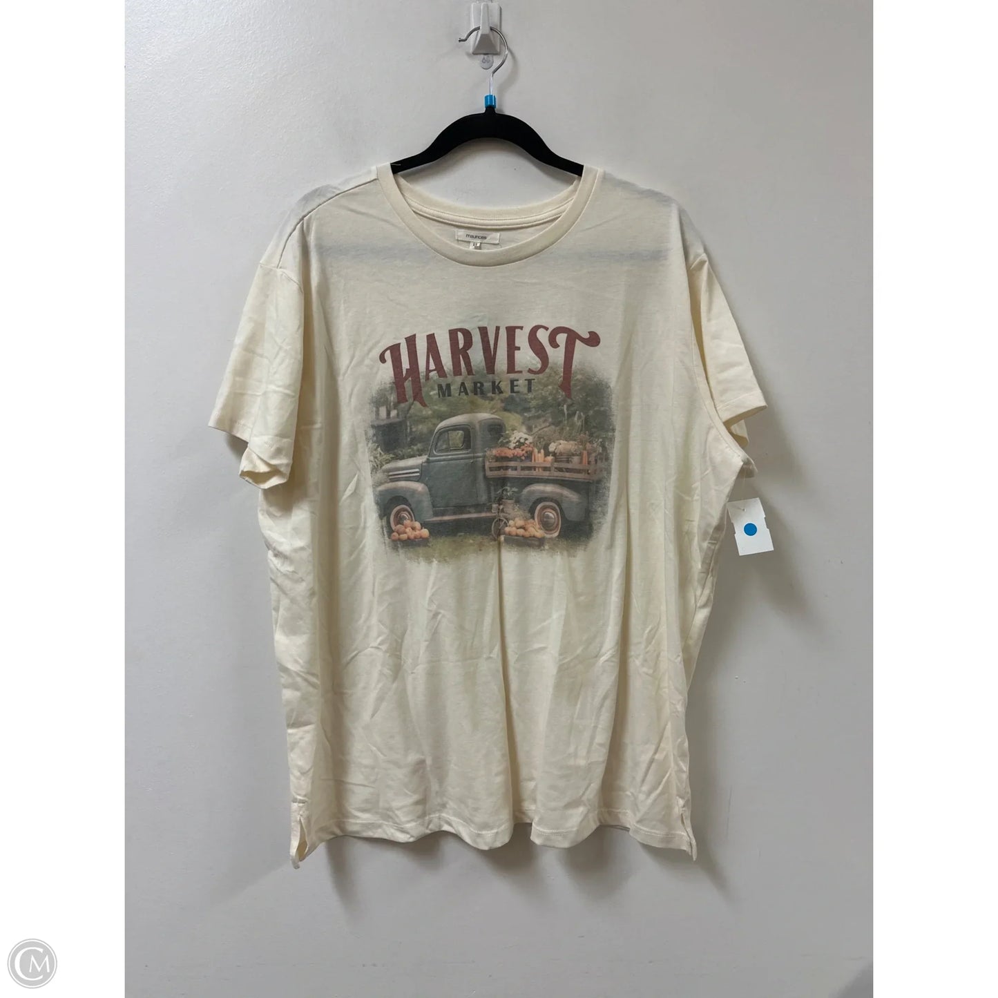 Top Short Sleeve By Maurices In Cream, Size: 1x